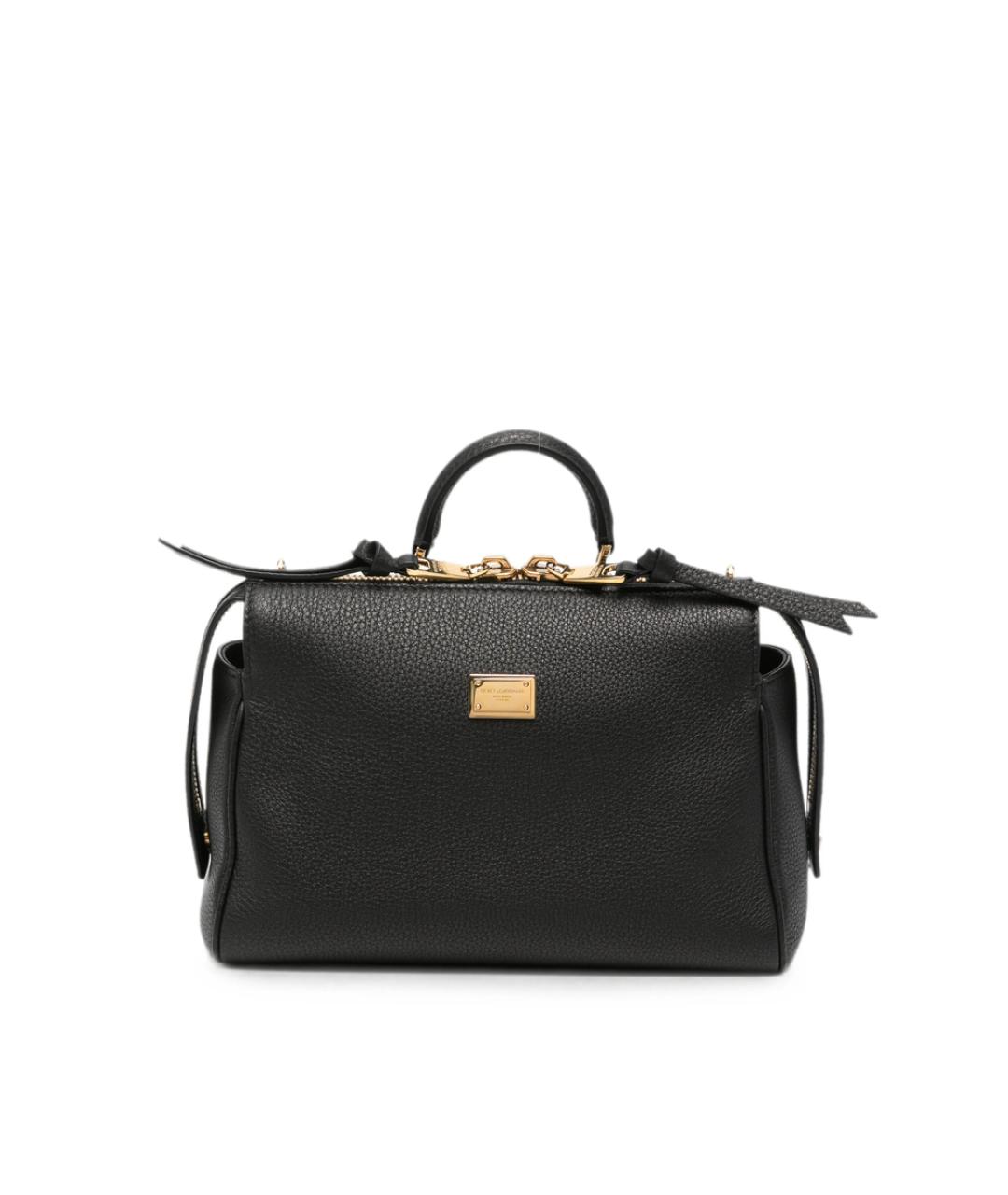 DOLCE&GABBANA Черная кожаная сумка тоут, фото 1
