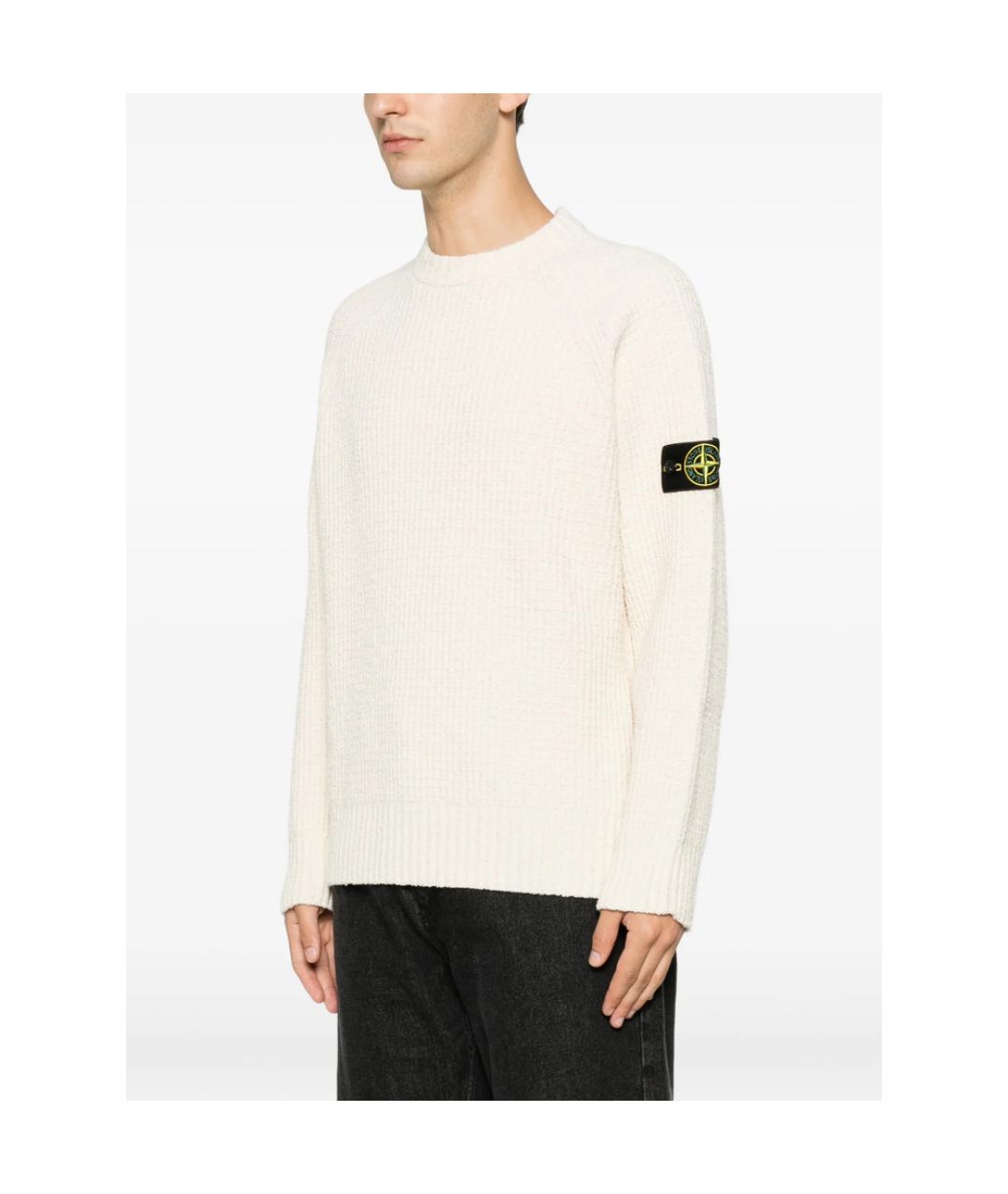 STONE ISLAND Бежевый хлопковый джемпер / свитер, фото 3