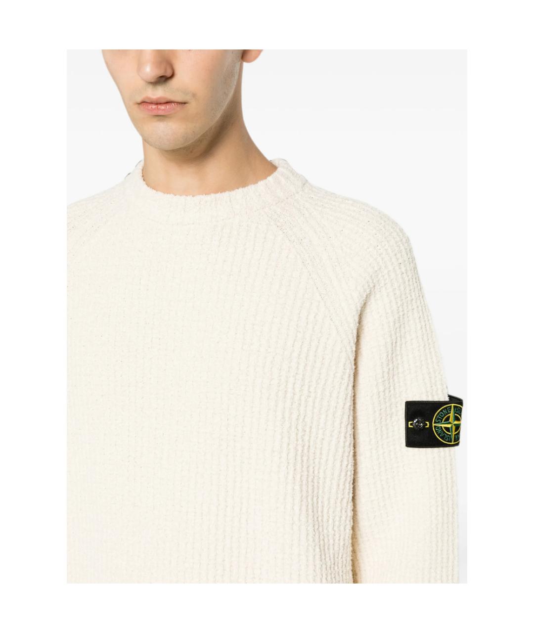 STONE ISLAND Бежевый хлопковый джемпер / свитер, фото 4