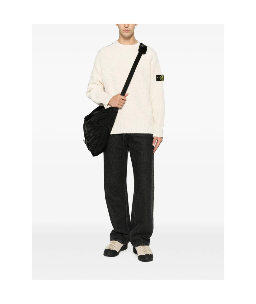STONE ISLAND Бежевый хлопковый джемпер / свитер, фото 5