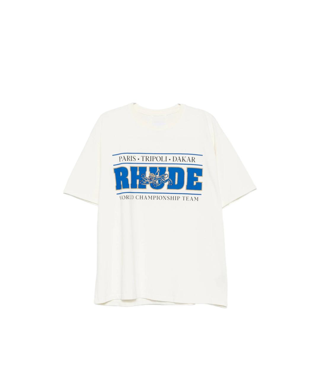 RHUDE Белая хлопковая футболка, фото 1