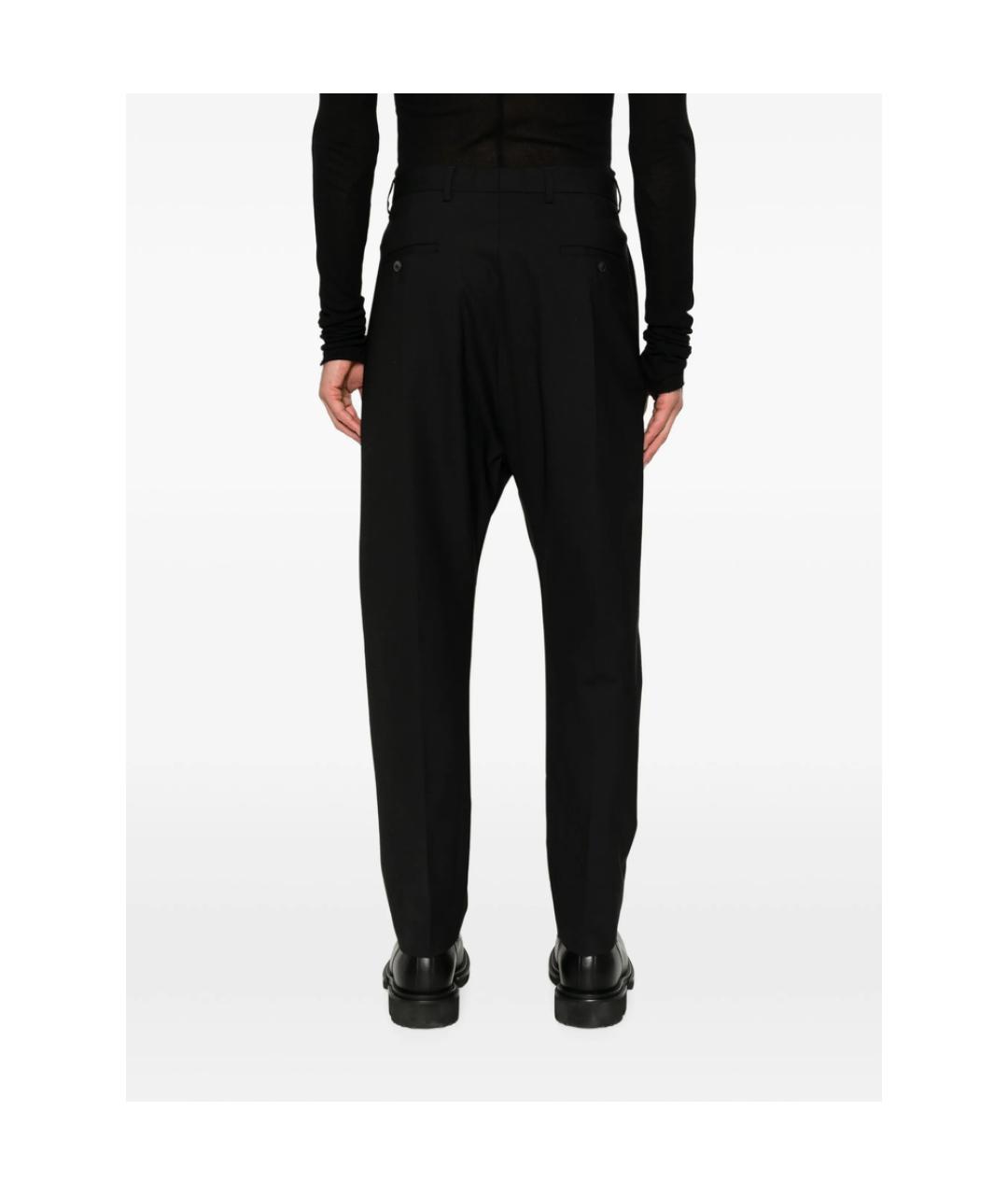 RICK OWENS Черные вискозные повседневные брюки, фото 3