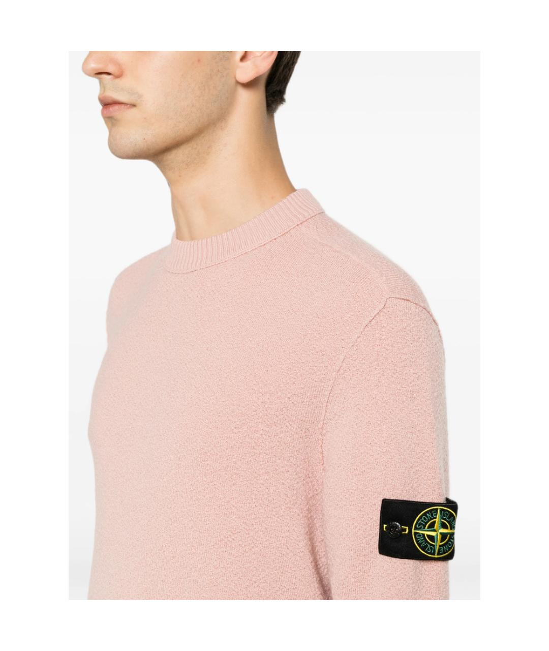 STONE ISLAND Розовый шерстяной джемпер / свитер, фото 2
