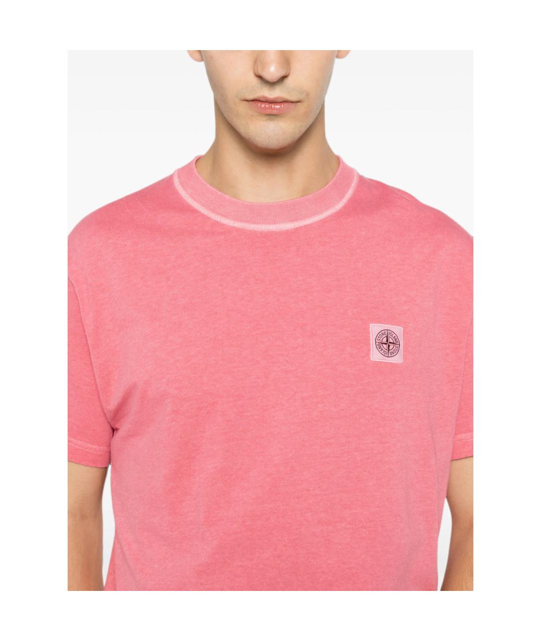 STONE ISLAND Розовая хлопковая футболка, фото 5