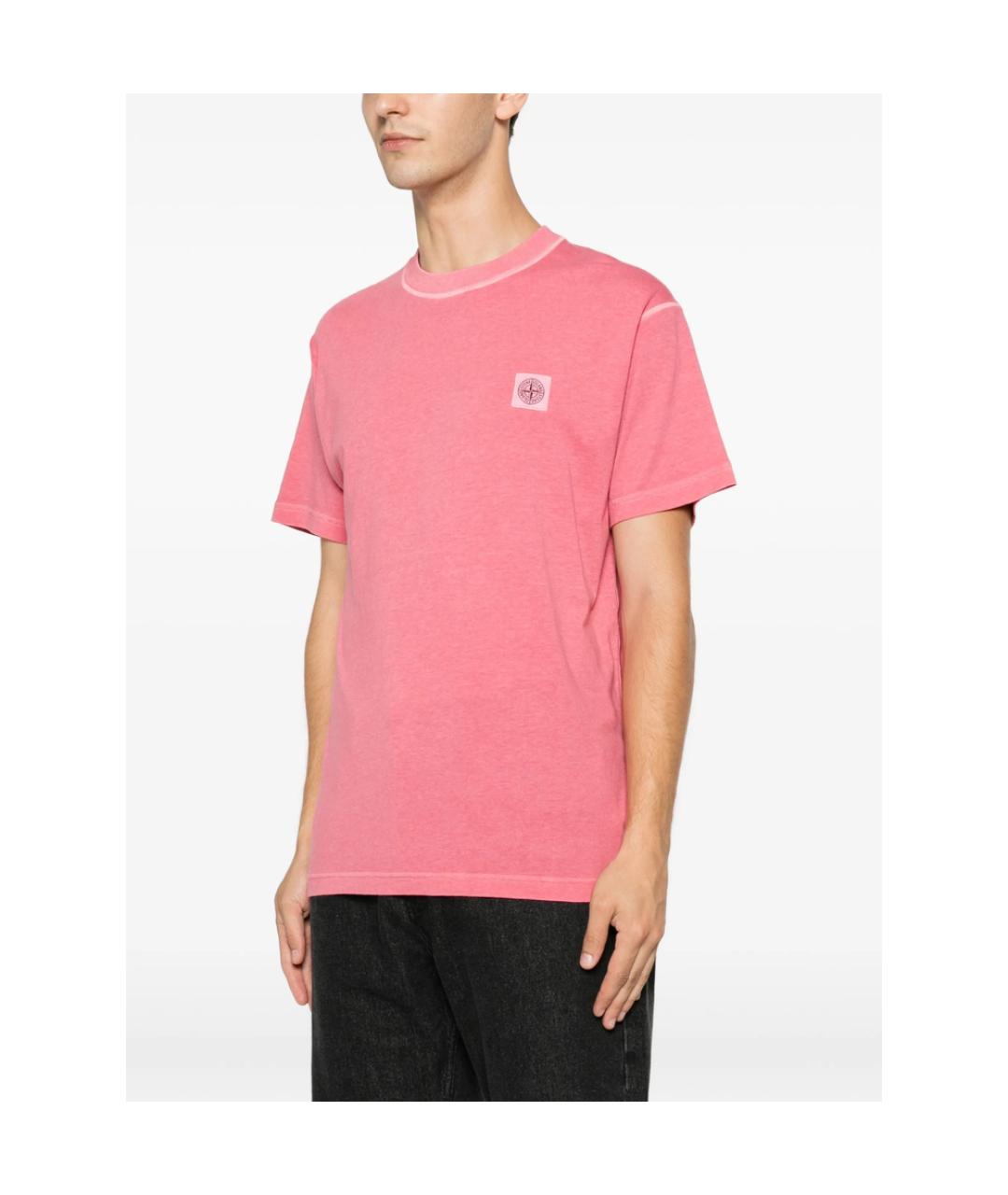 STONE ISLAND Розовая хлопковая футболка, фото 4
