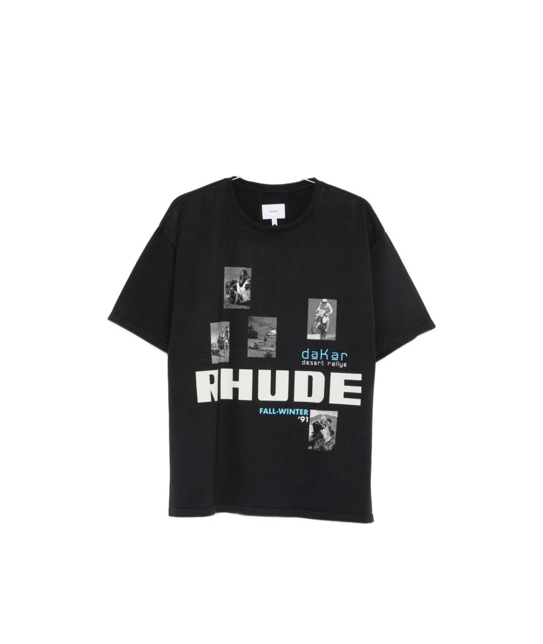 RHUDE Черная хлопковая футболка, фото 6