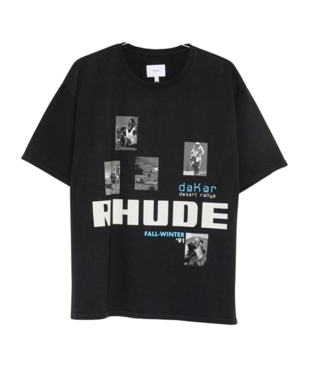 RHUDE Черная хлопковая футболка, фото 1