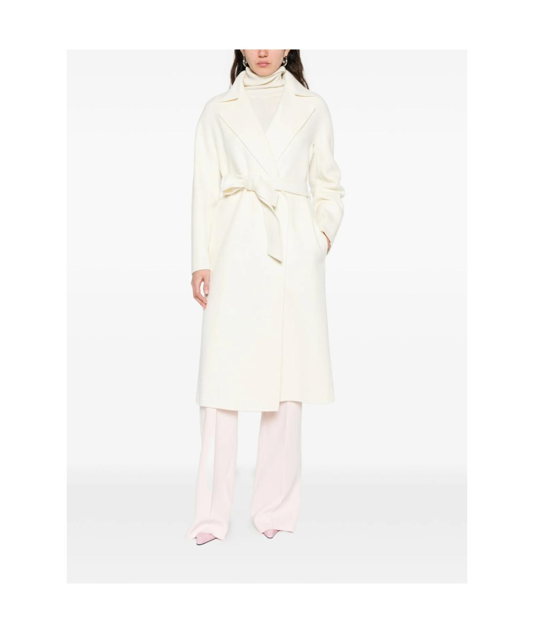 MAX MARA STUDIO Белое кашемировое пальто, фото 4