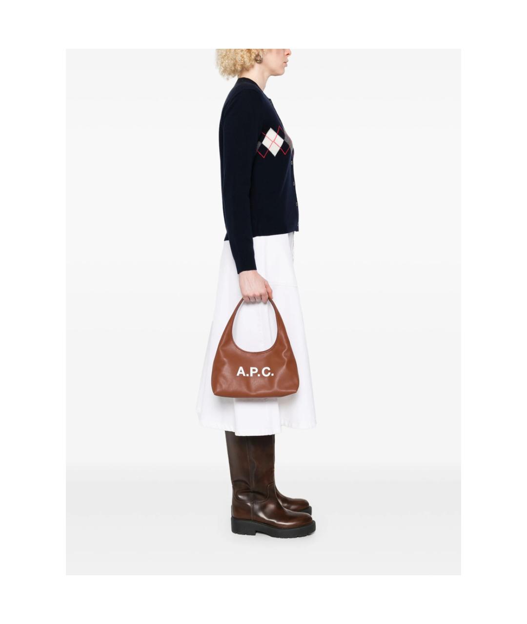 A.P.C. Коричневая синтетическая сумка через плечо, фото 2