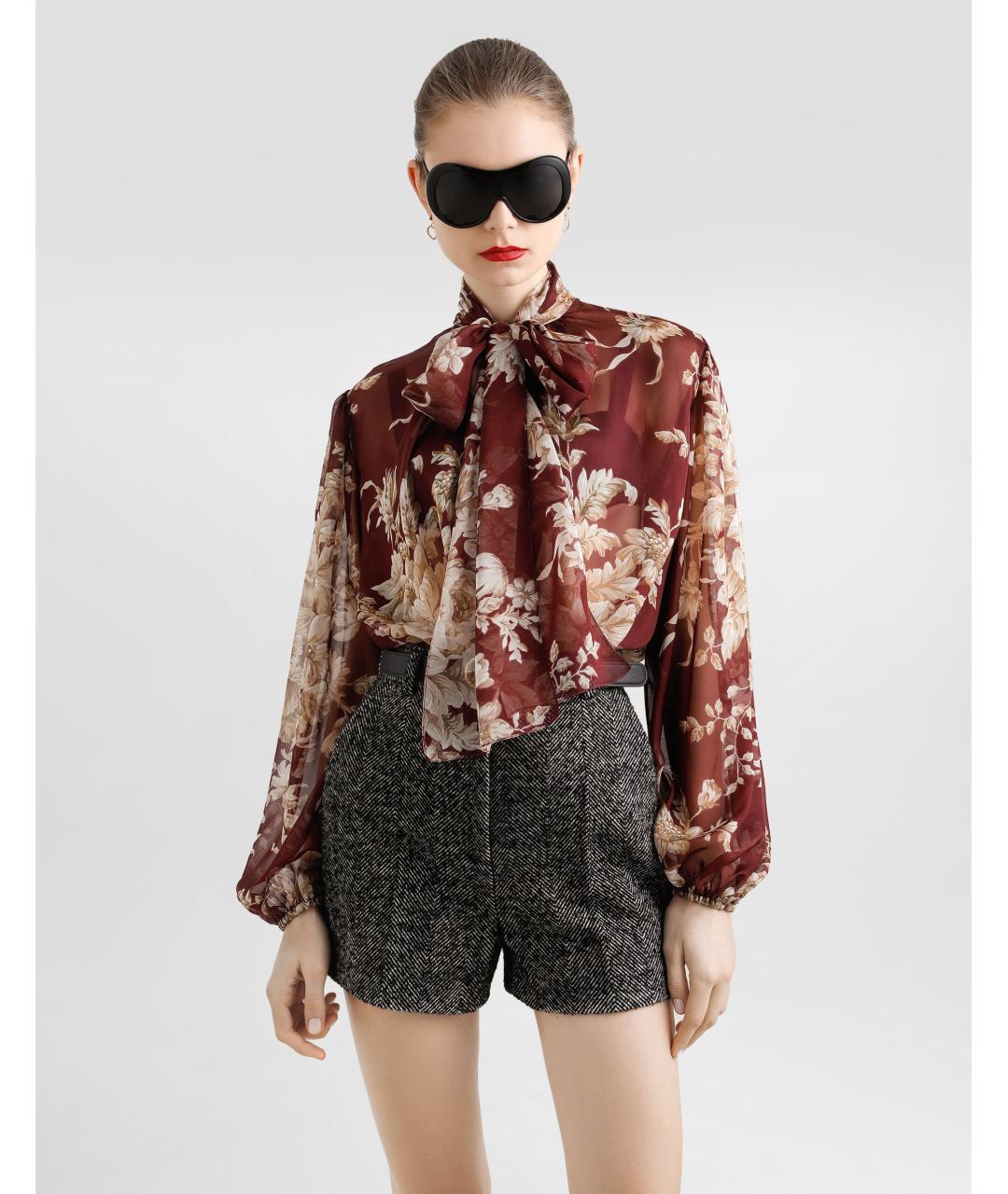 DOLCE&GABBANA Бордовая шелковая блузы, фото 2