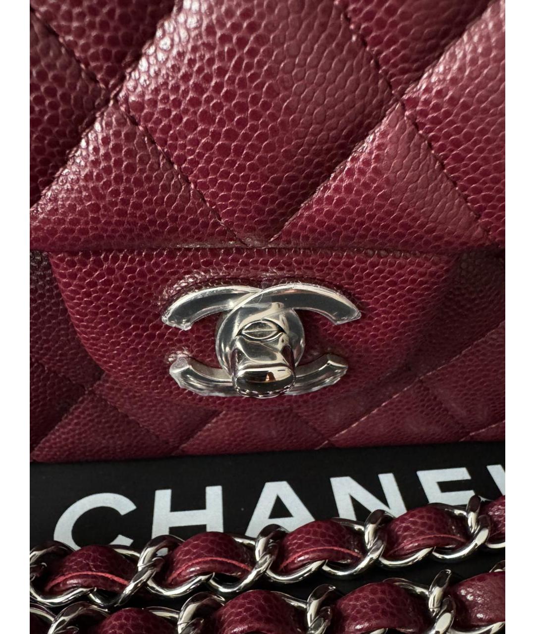 CHANEL Бордовая кожаная сумка через плечо, фото 4