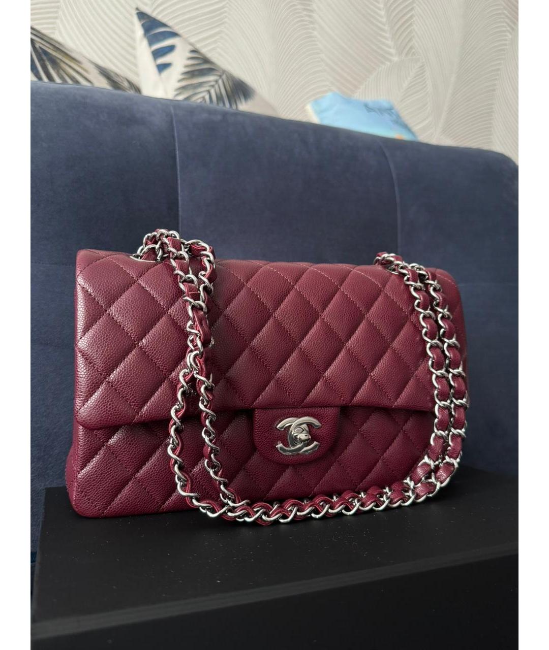 CHANEL Бордовая кожаная сумка через плечо, фото 5