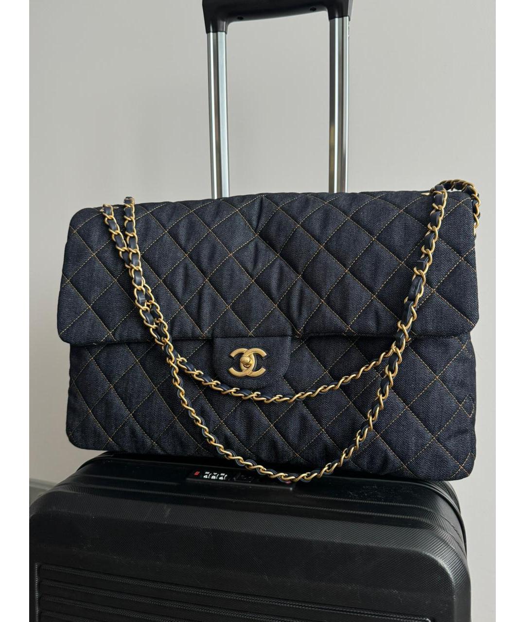 CHANEL Темно-синяя деним сумка через плечо, фото 3