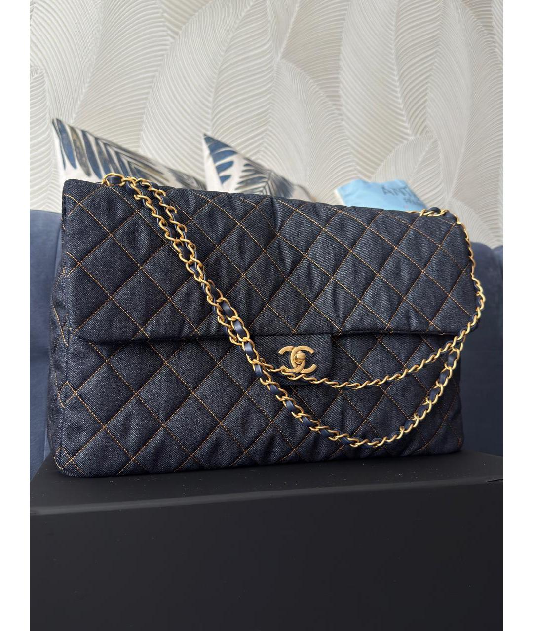 CHANEL Темно-синяя деним сумка через плечо, фото 5