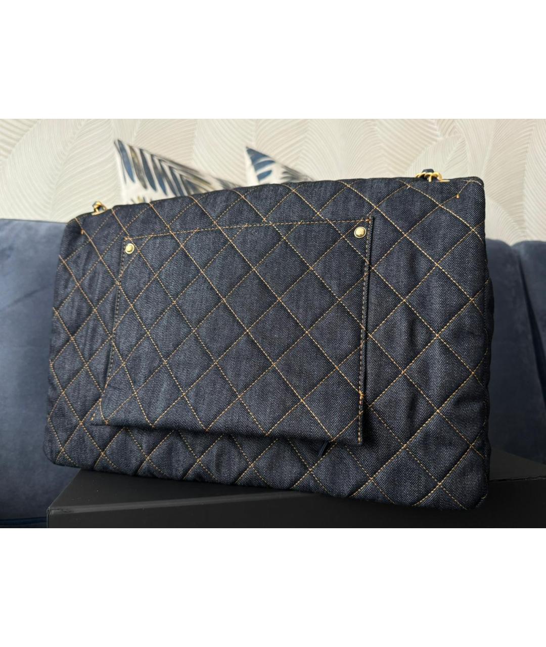 CHANEL Темно-синяя деним сумка через плечо, фото 2