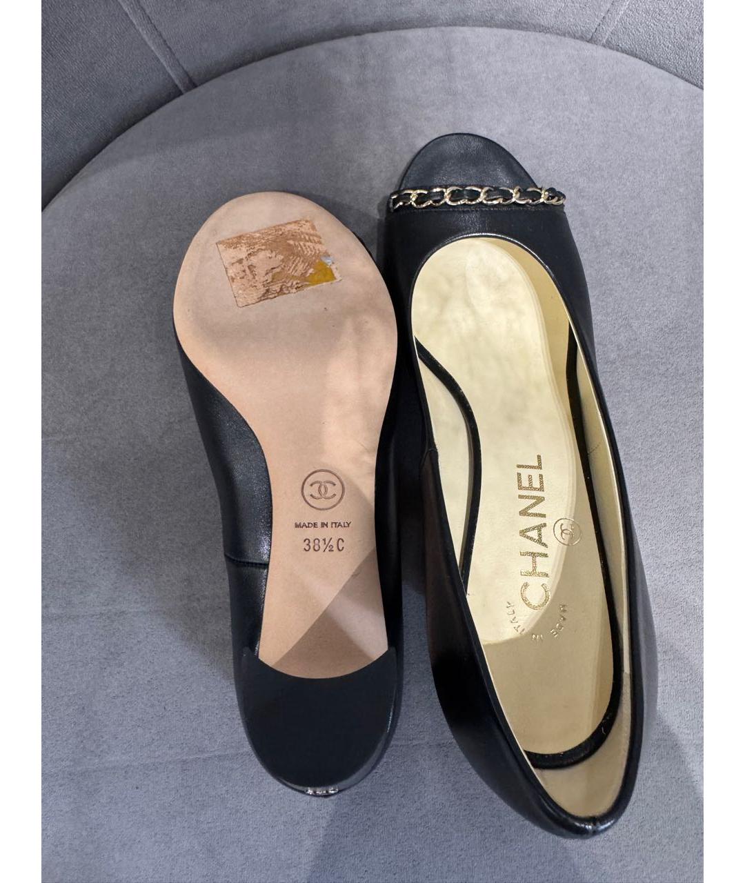 CHANEL Черные кожаные туфли, фото 5