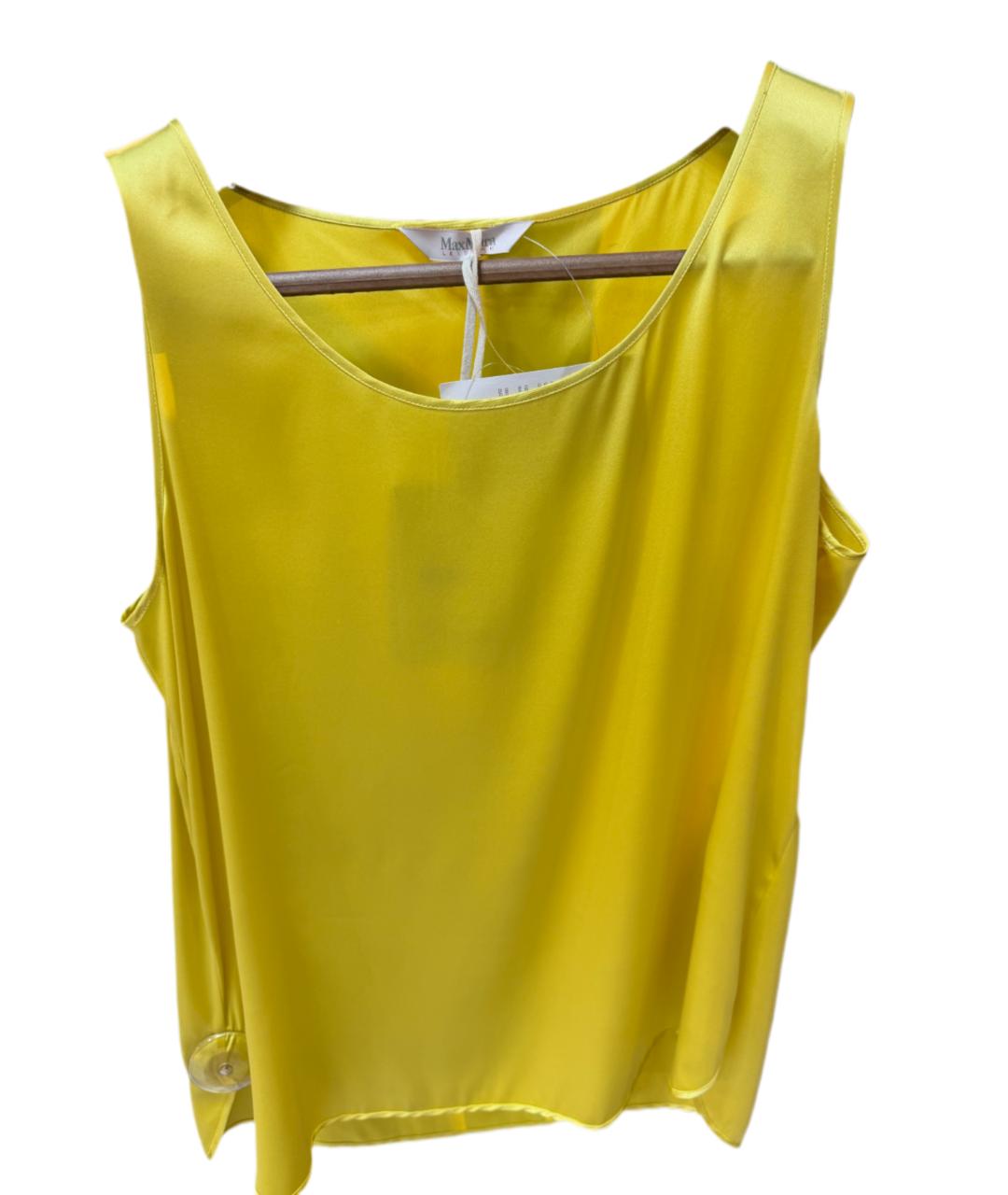 MAX MARA Желтая шелковая блузы, фото 4