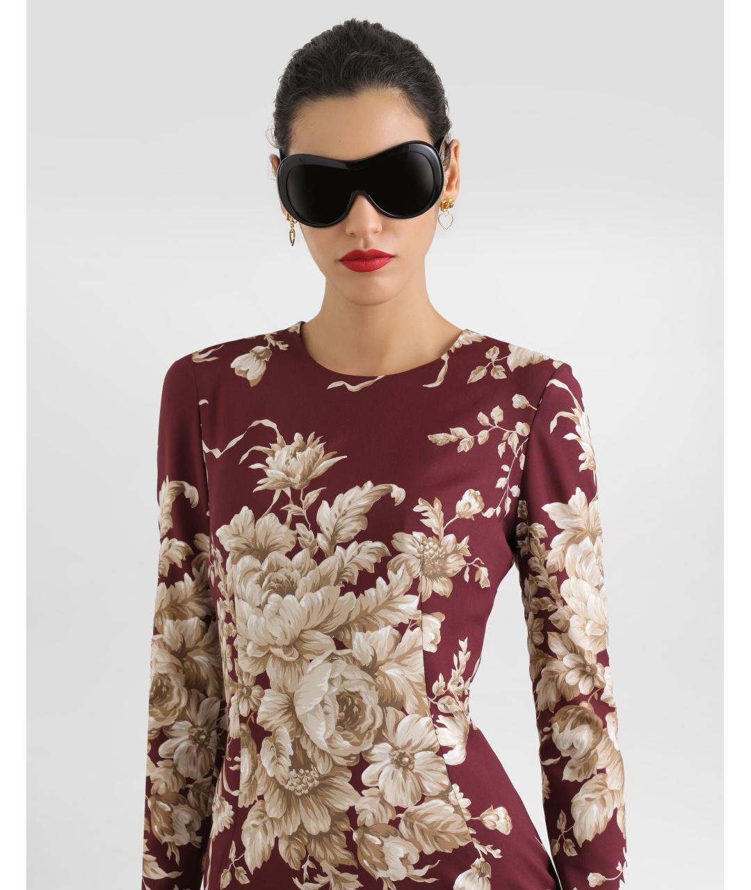DOLCE&GABBANA Бордовое шелковое коктейльное платье, фото 4