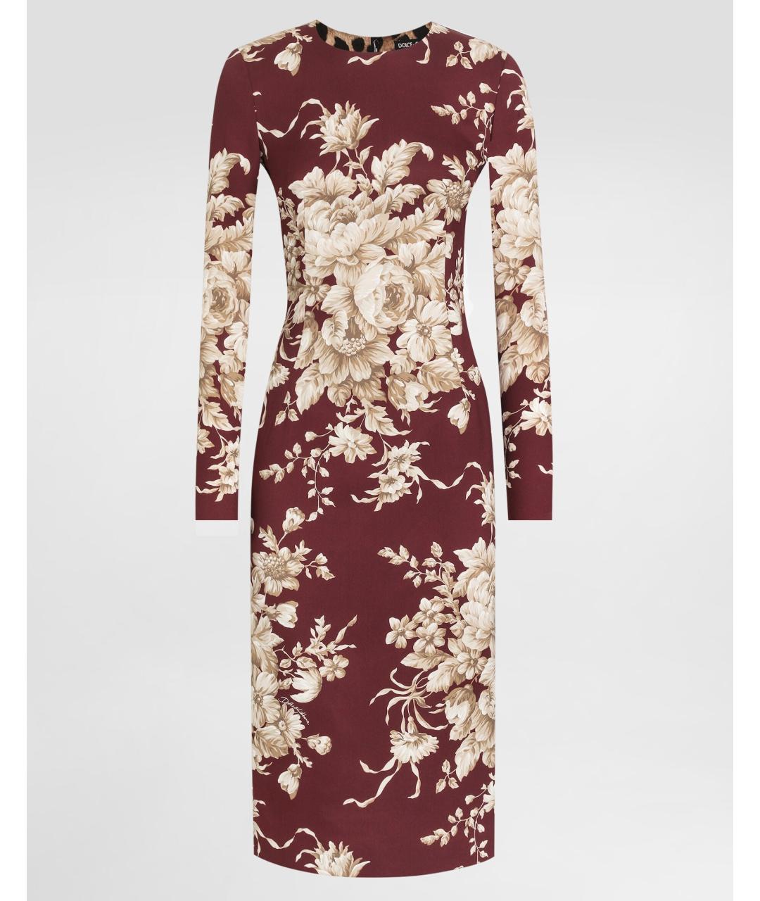 DOLCE&GABBANA Бордовое шелковое коктейльное платье, фото 5