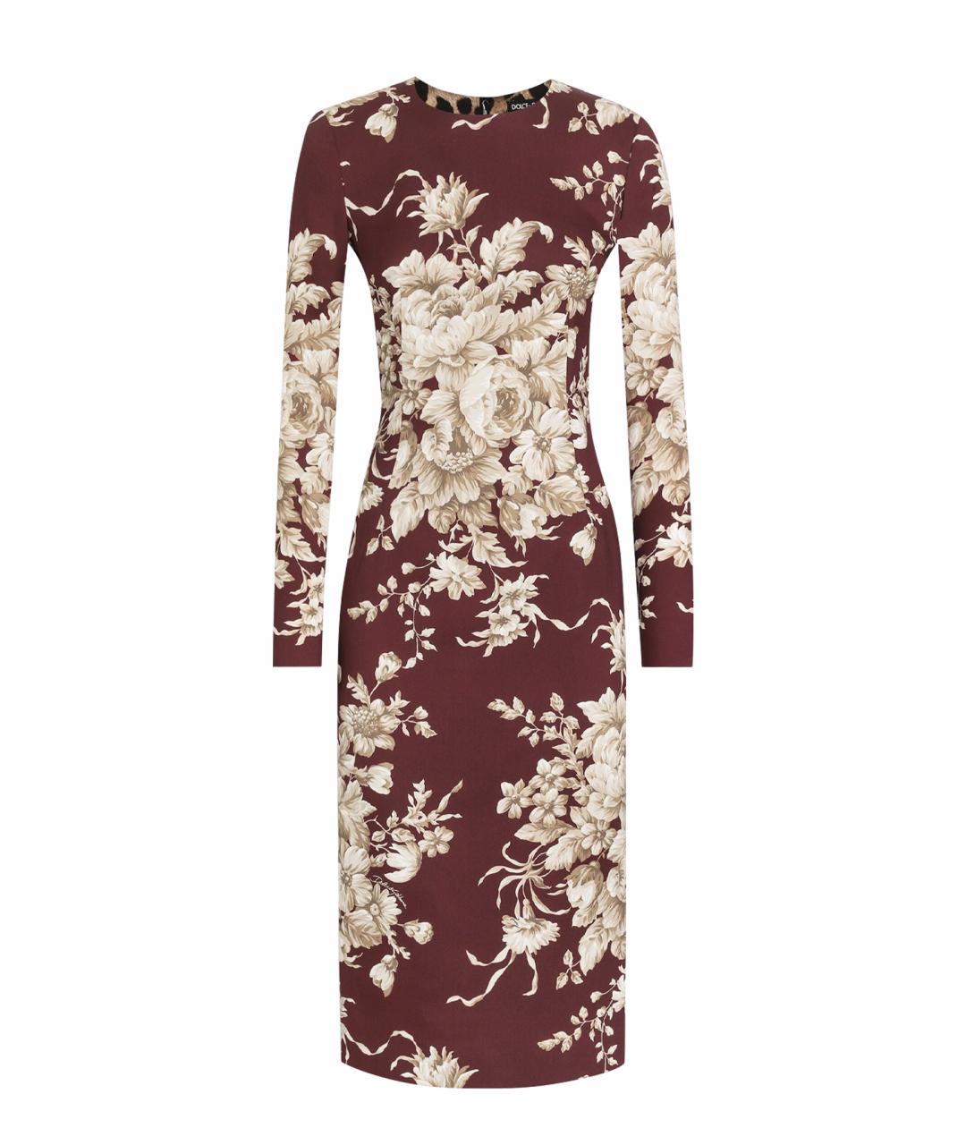 DOLCE&GABBANA Бордовое шелковое коктейльное платье, фото 1