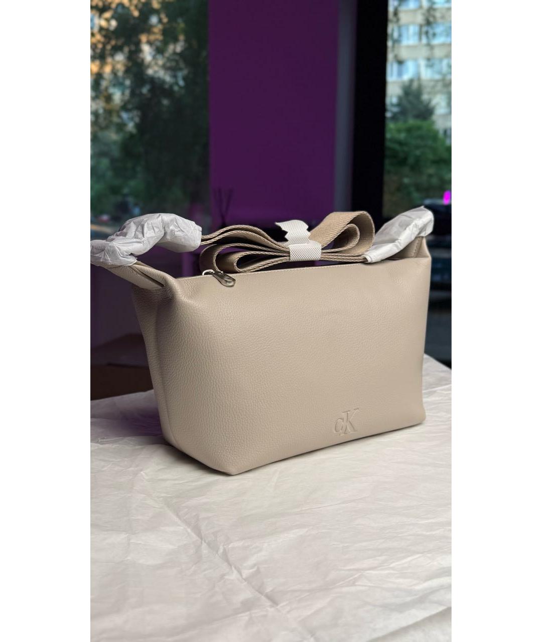 CALVIN KLEIN Бежевая сумка через плечо из искусственной кожи, фото 3
