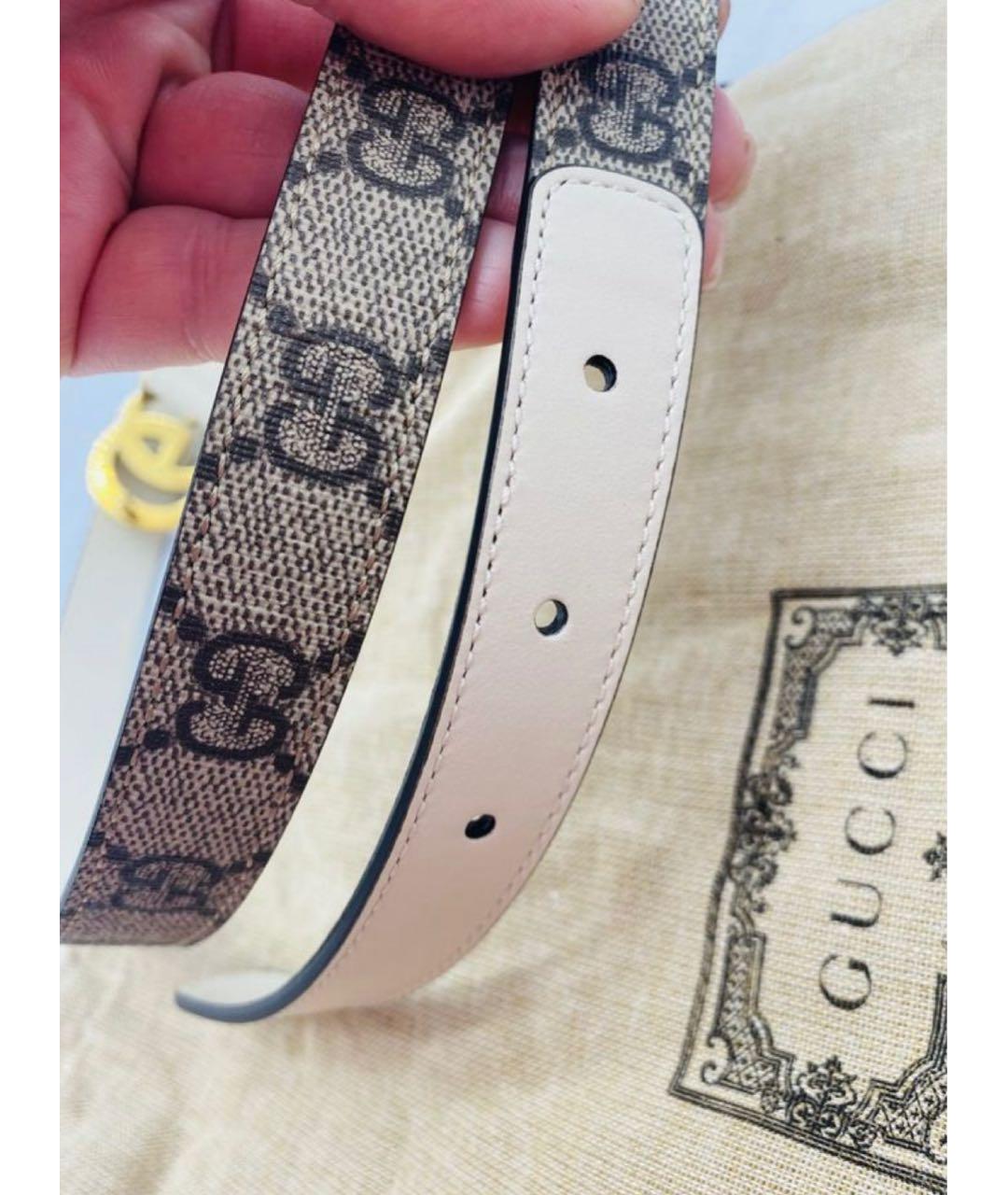 GUCCI Бежевый кожаный ремень, фото 3