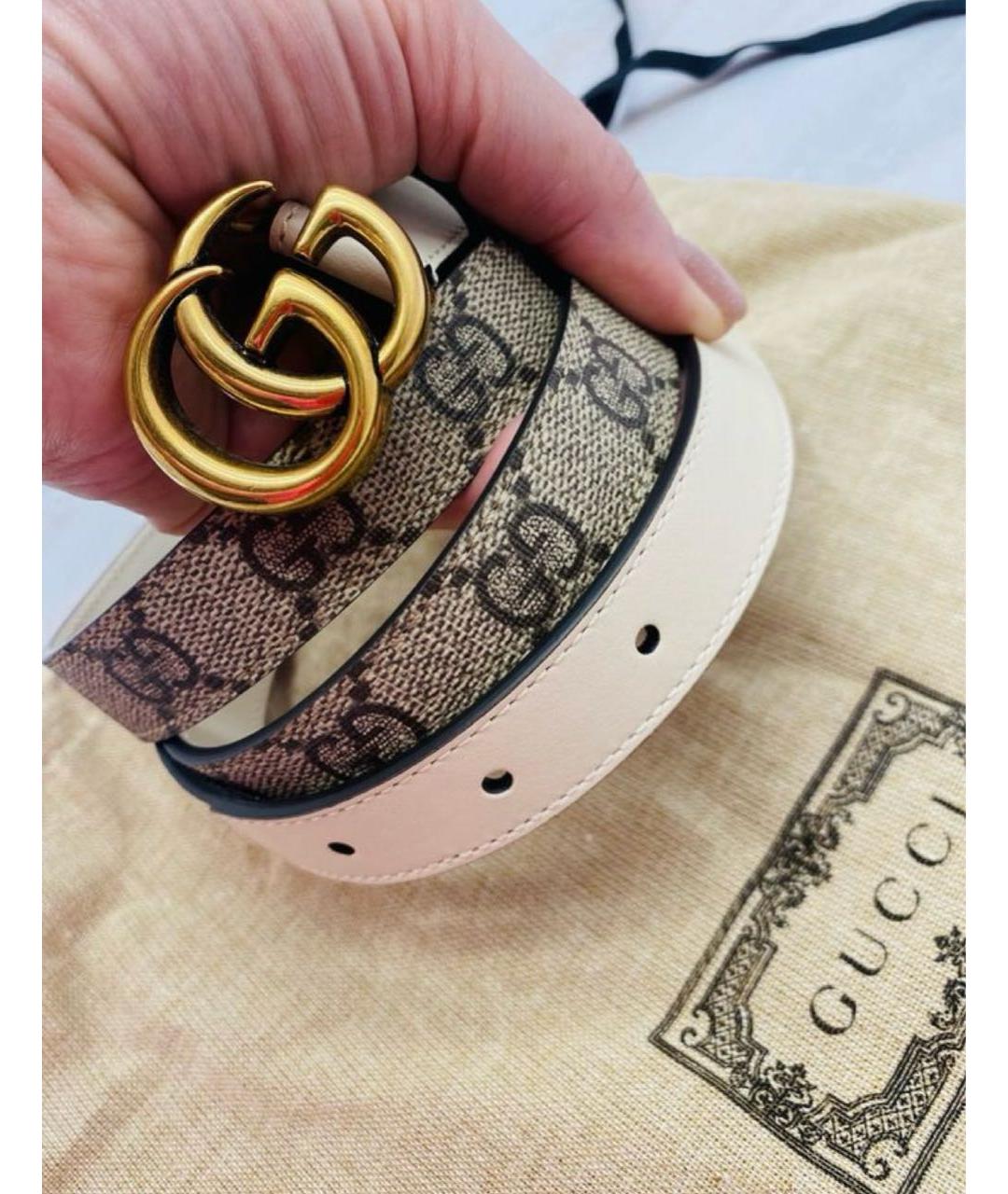 GUCCI Бежевый кожаный ремень, фото 6