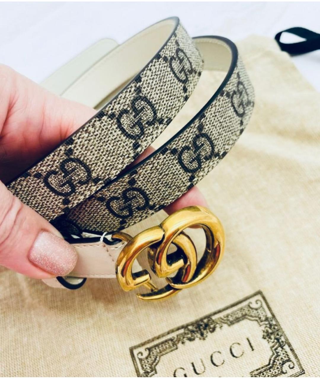 GUCCI Бежевый кожаный ремень, фото 2