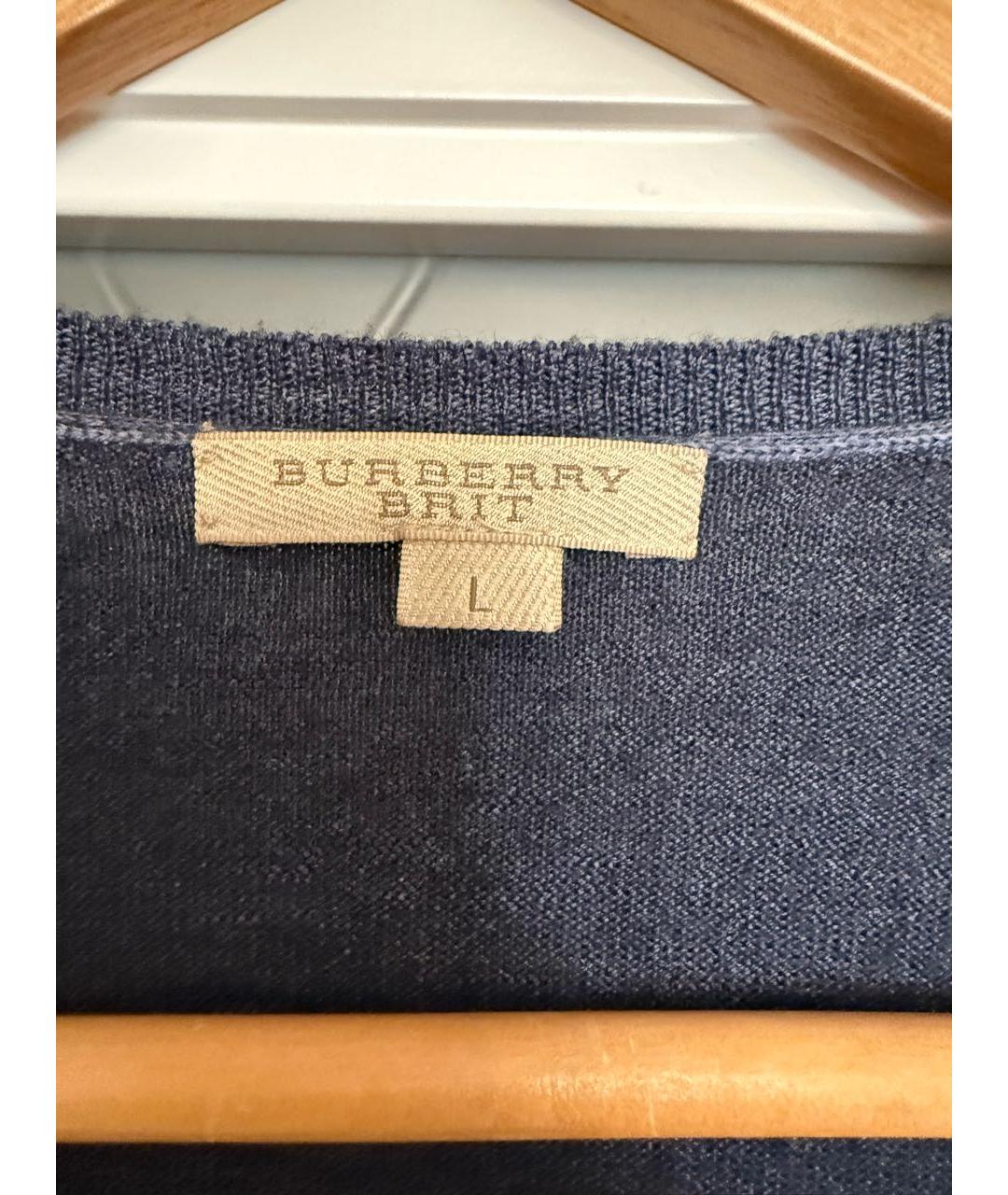 BURBERRY Синий шерстяной джемпер / свитер, фото 3
