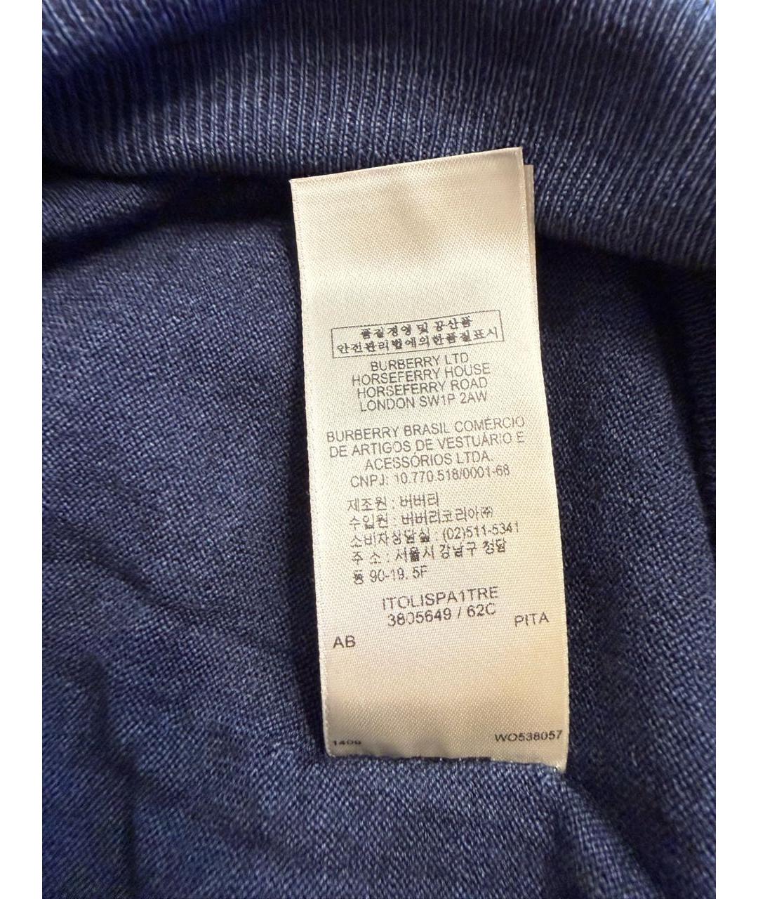 BURBERRY Синий шерстяной джемпер / свитер, фото 8