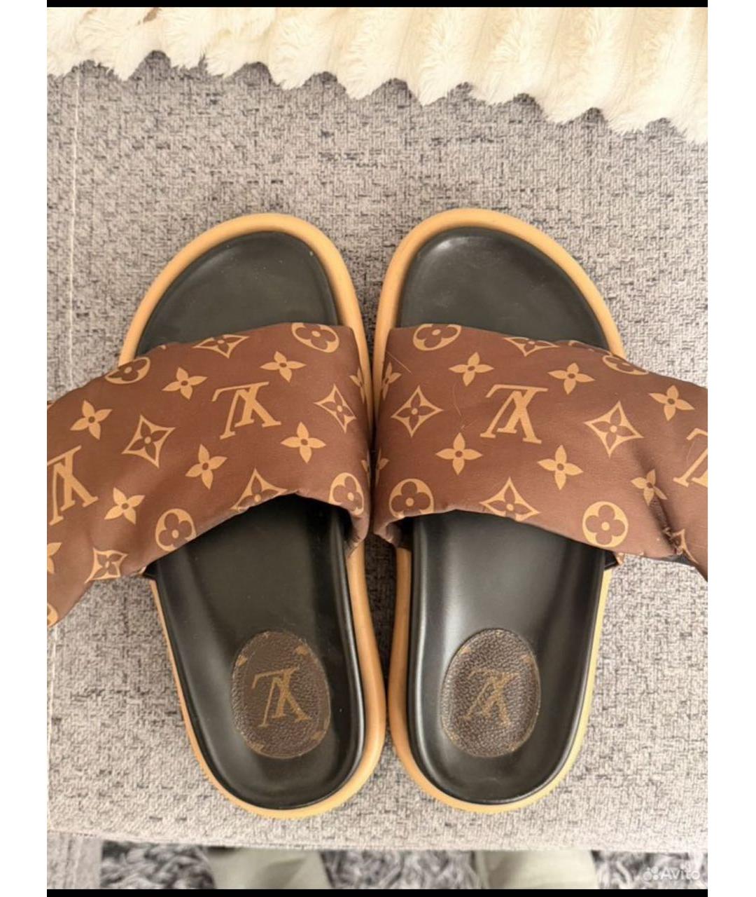 LOUIS VUITTON Коричневые шлепанцы, фото 5