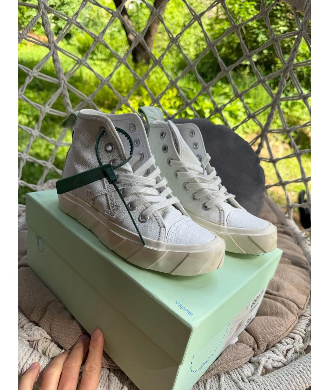OFF-WHITE Белые кожаные кеды, фото 4