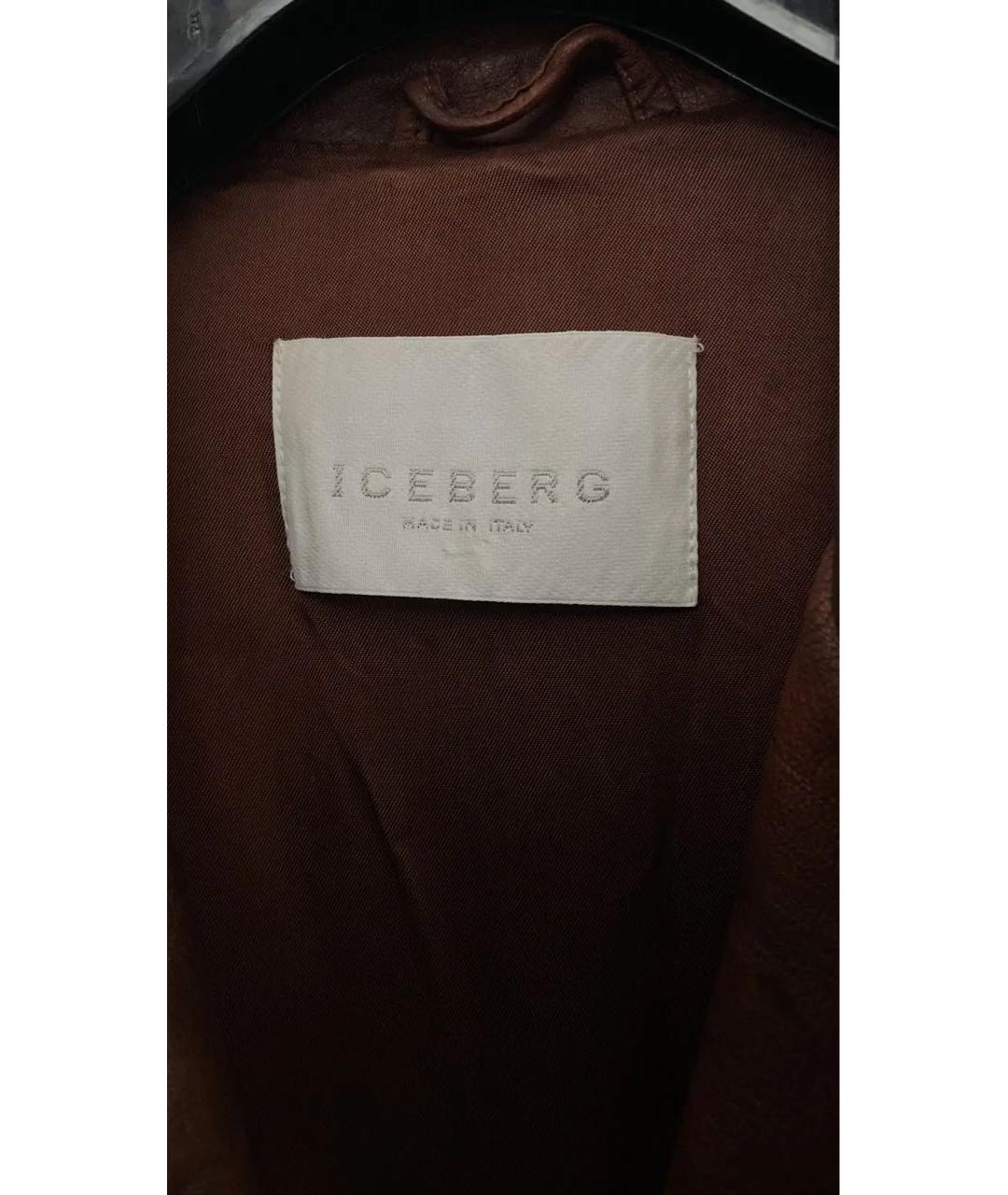 ICEBERG Коричневая кожаная куртка, фото 3