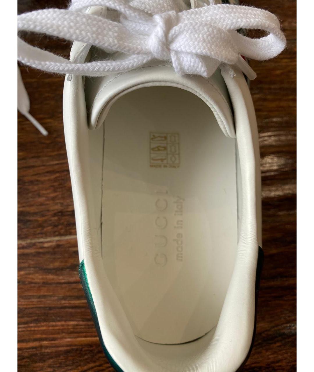 GUCCI Белые кожаные низкие кроссовки / кеды, фото 4