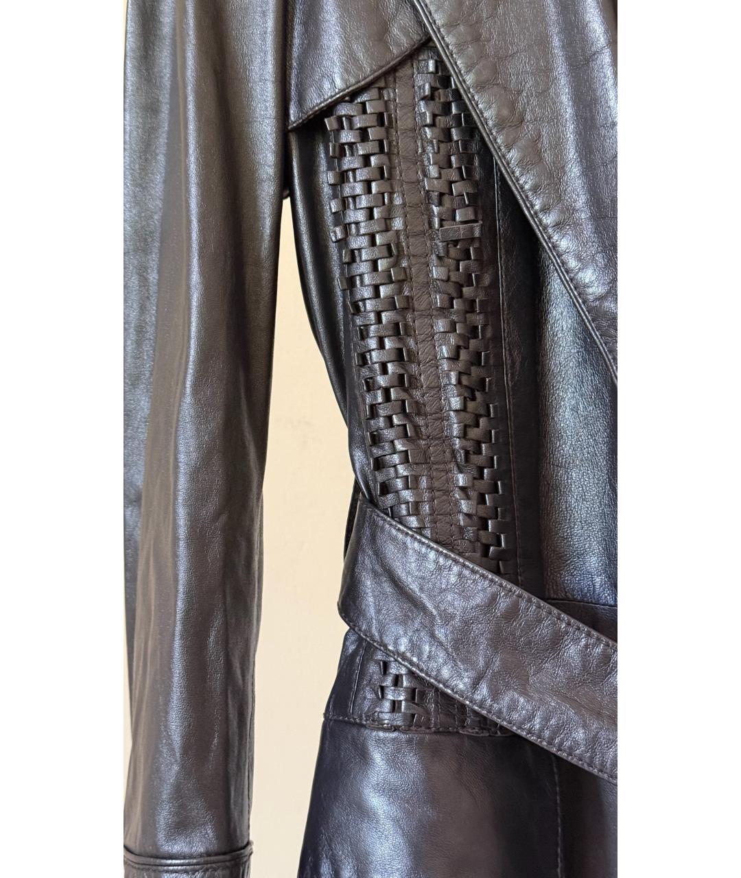 ROBERTO CAVALLI Черное кожаное пальто, фото 8