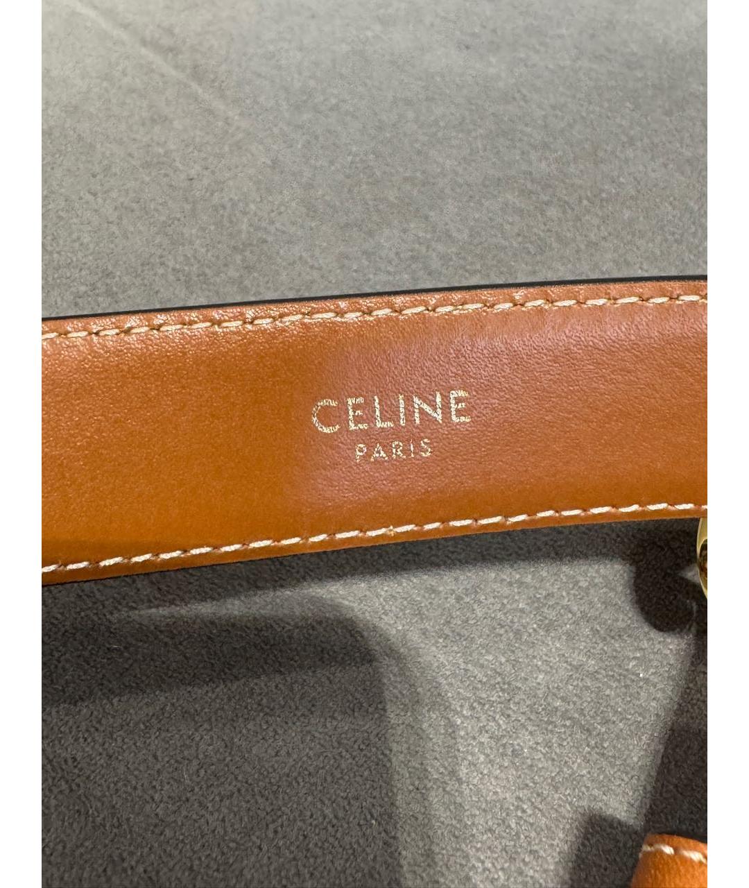 CELINE Коричневый кожаный ремень, фото 4