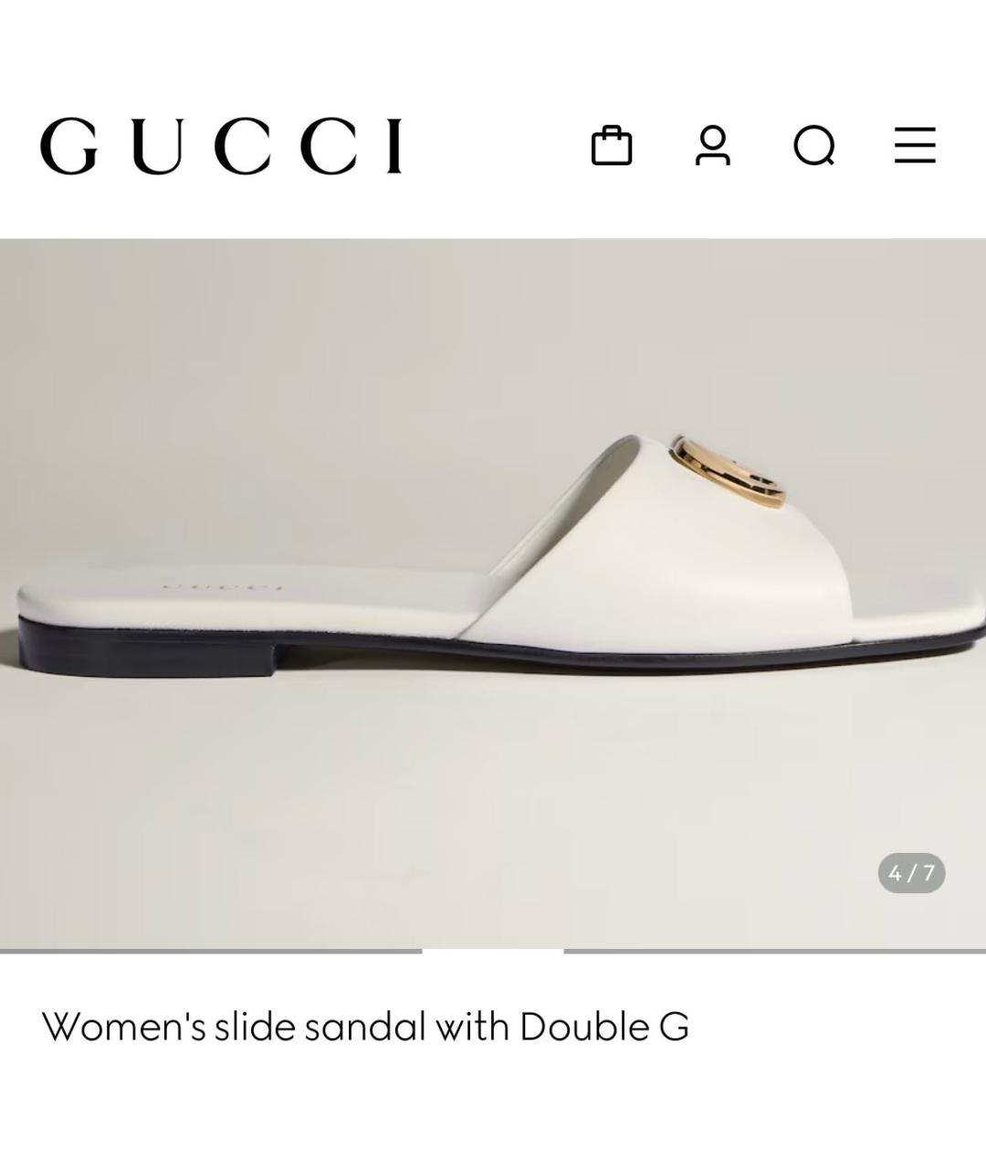 GUCCI Белые кожаные шлепанцы, фото 8