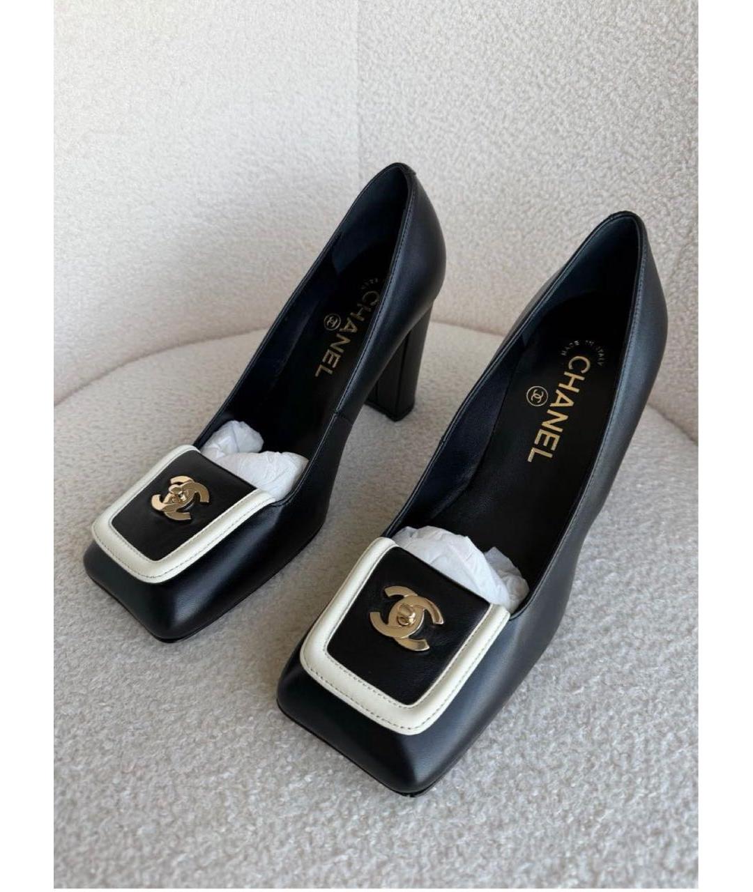 CHANEL Черные кожаные туфли, фото 2