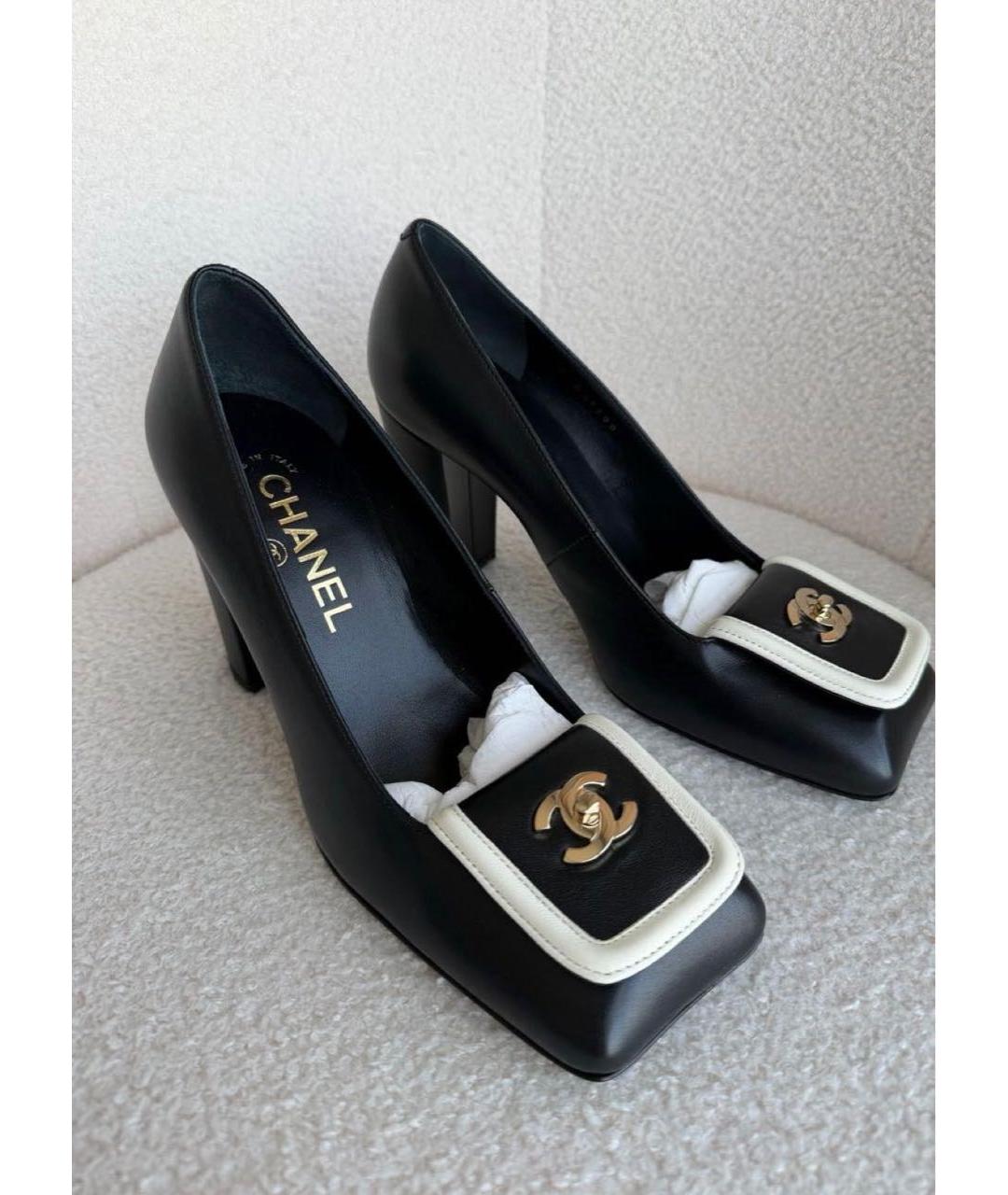 CHANEL Черные кожаные туфли, фото 4