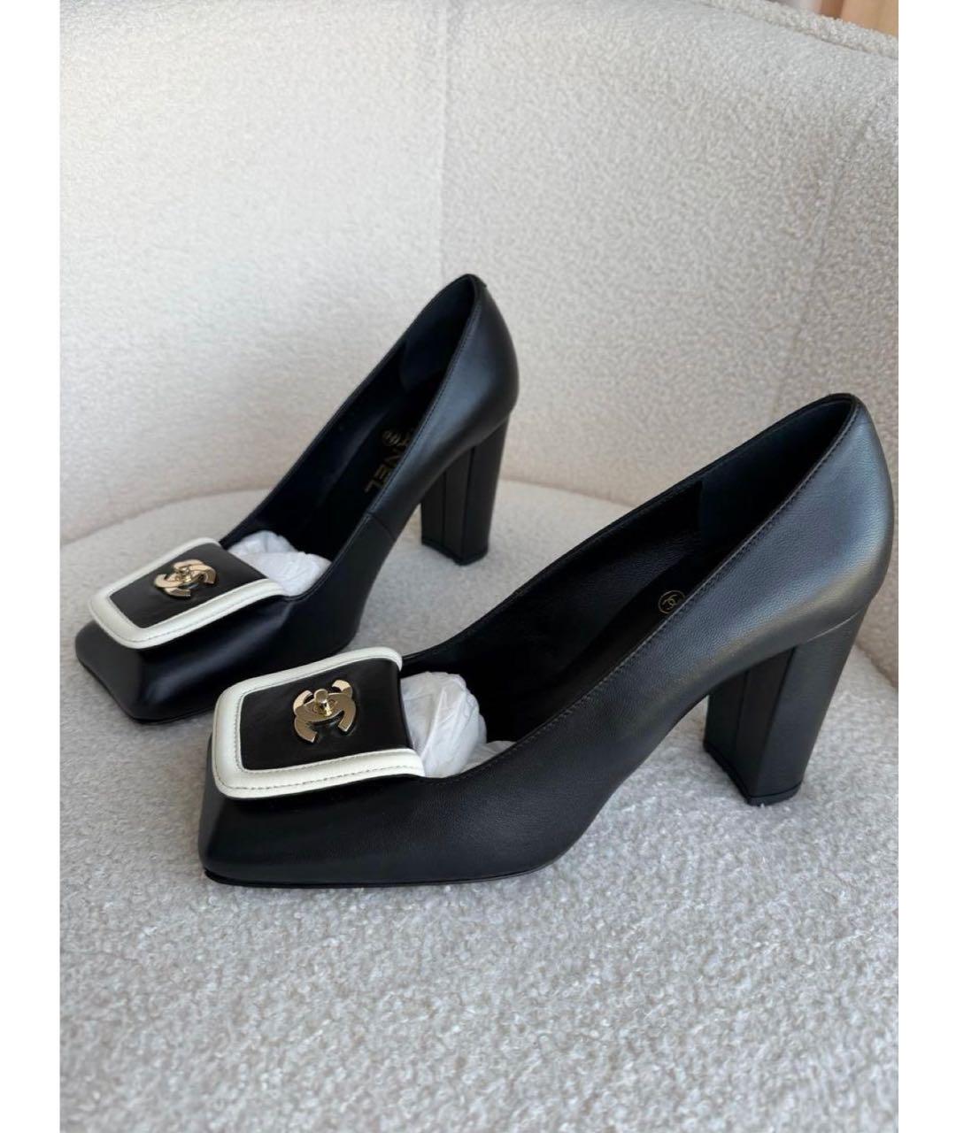 CHANEL Черные кожаные туфли, фото 3