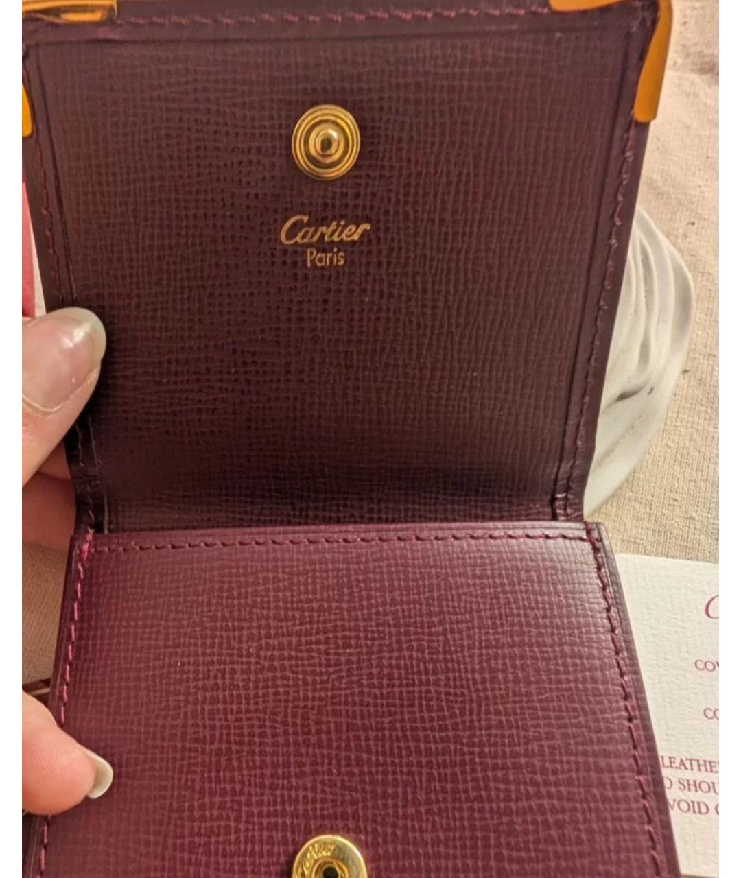 CARTIER Бордовый кожаный кошелек, фото 3