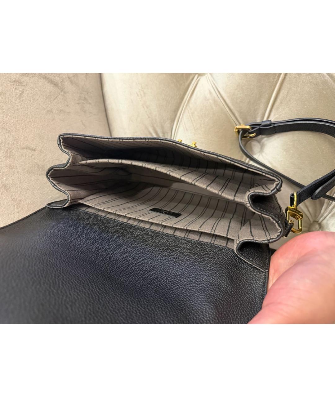 LOUIS VUITTON Черная кожаная сумка через плечо, фото 4