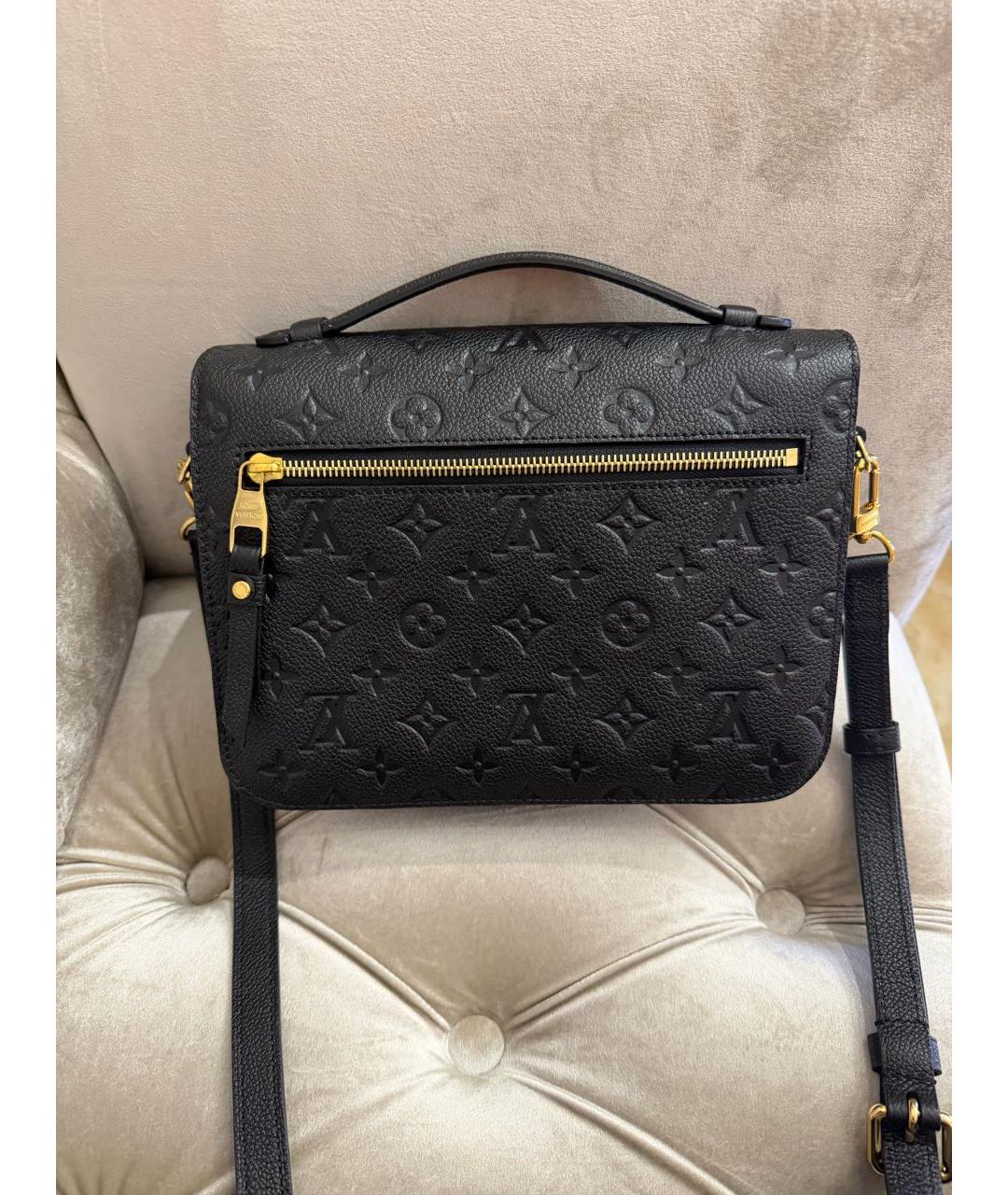 LOUIS VUITTON Черная кожаная сумка через плечо, фото 3