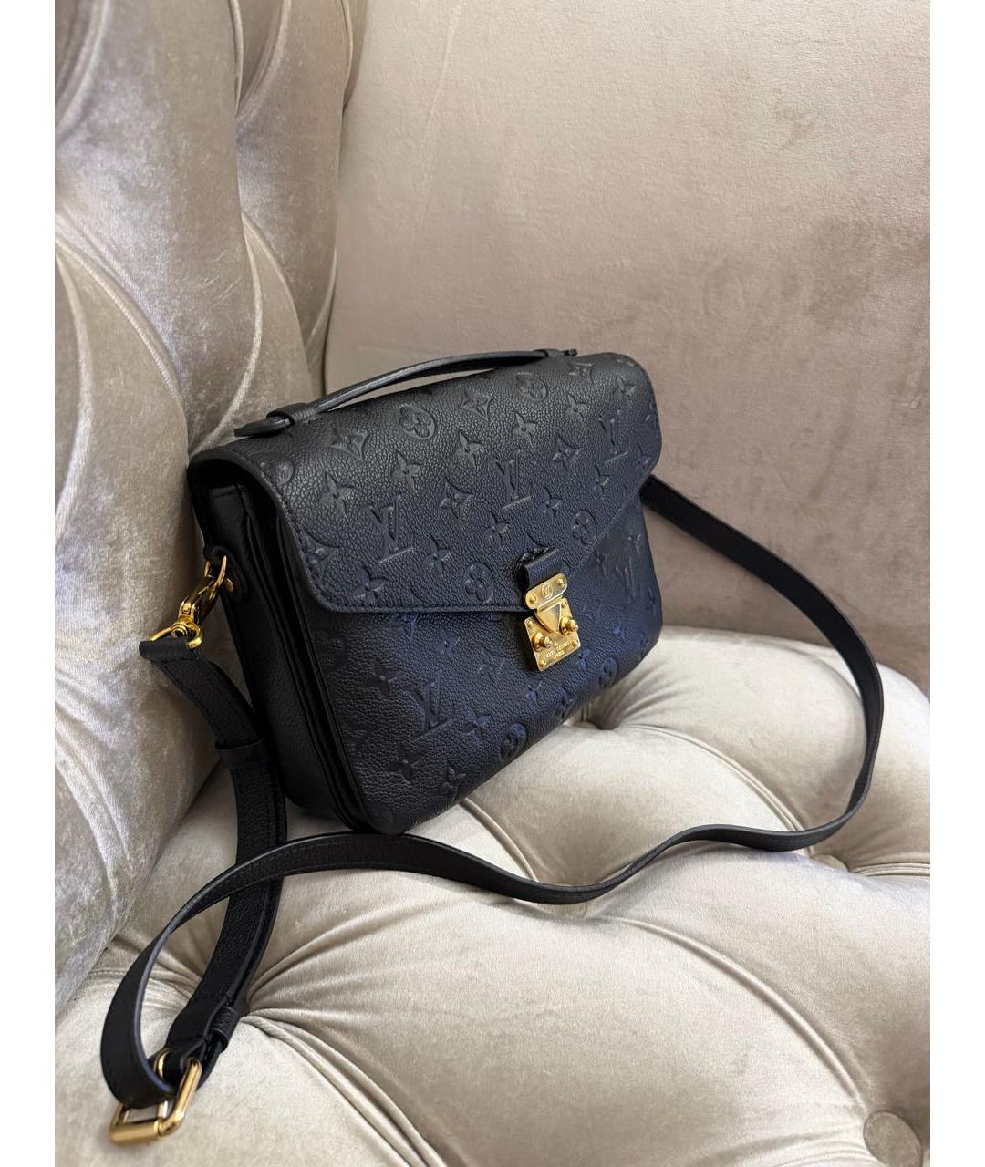 LOUIS VUITTON Черная кожаная сумка через плечо, фото 2