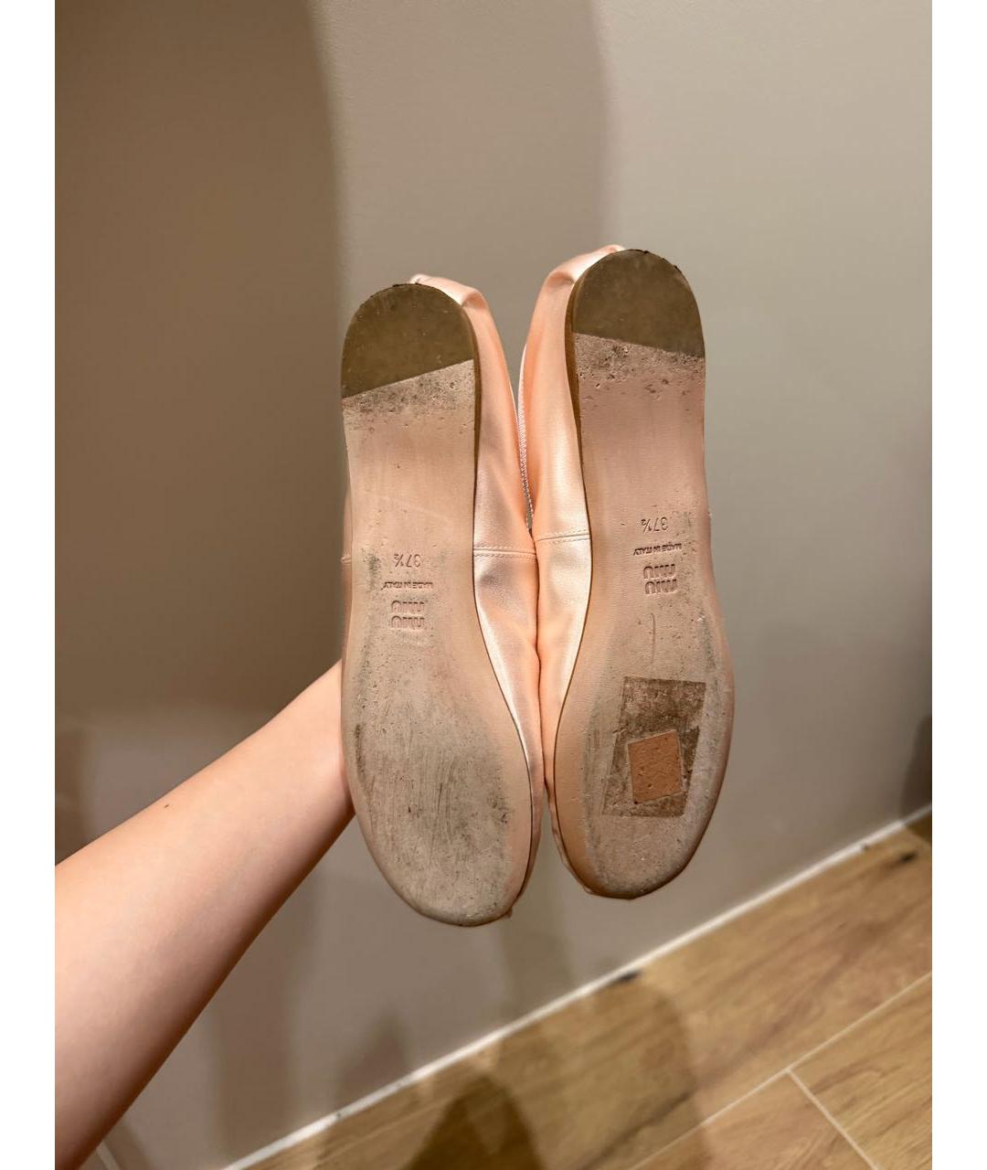 MIU MIU Розовые бархатные балетки, фото 4