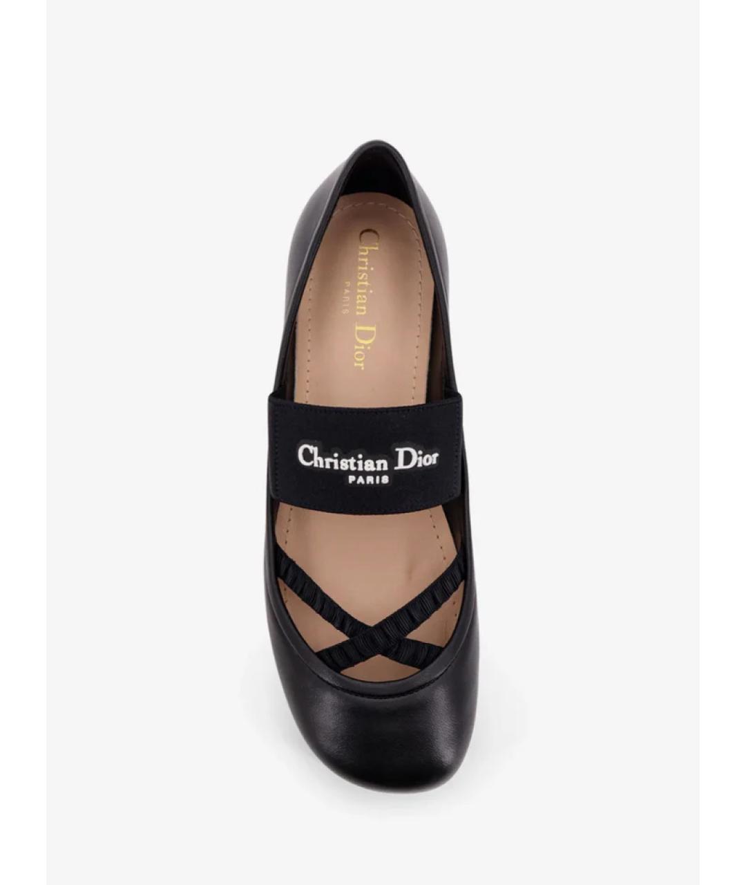 CHRISTIAN DIOR Черные кожаные балетки, фото 4