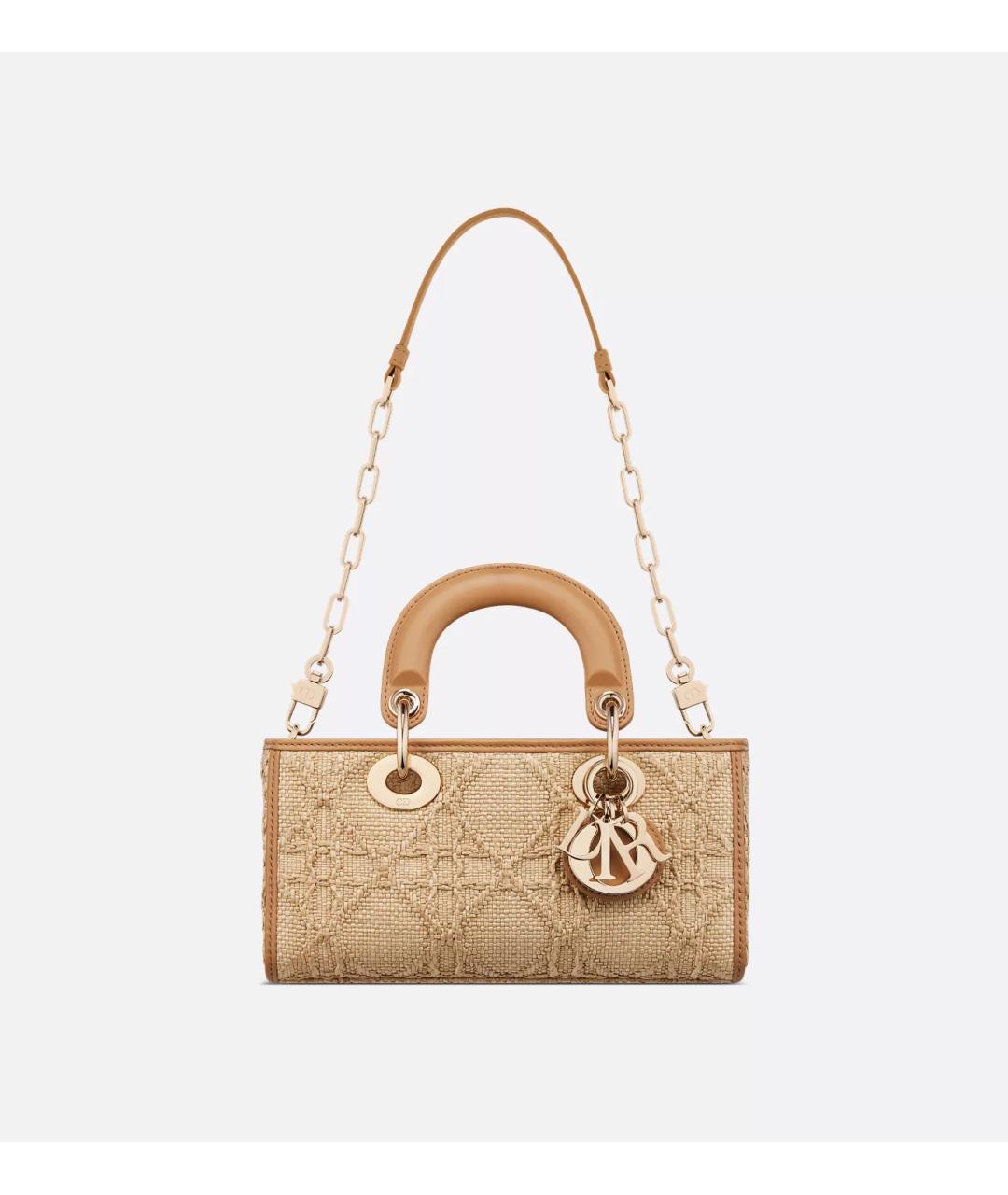 CHRISTIAN DIOR Бежевая плетеная сумка с короткими ручками, фото 6