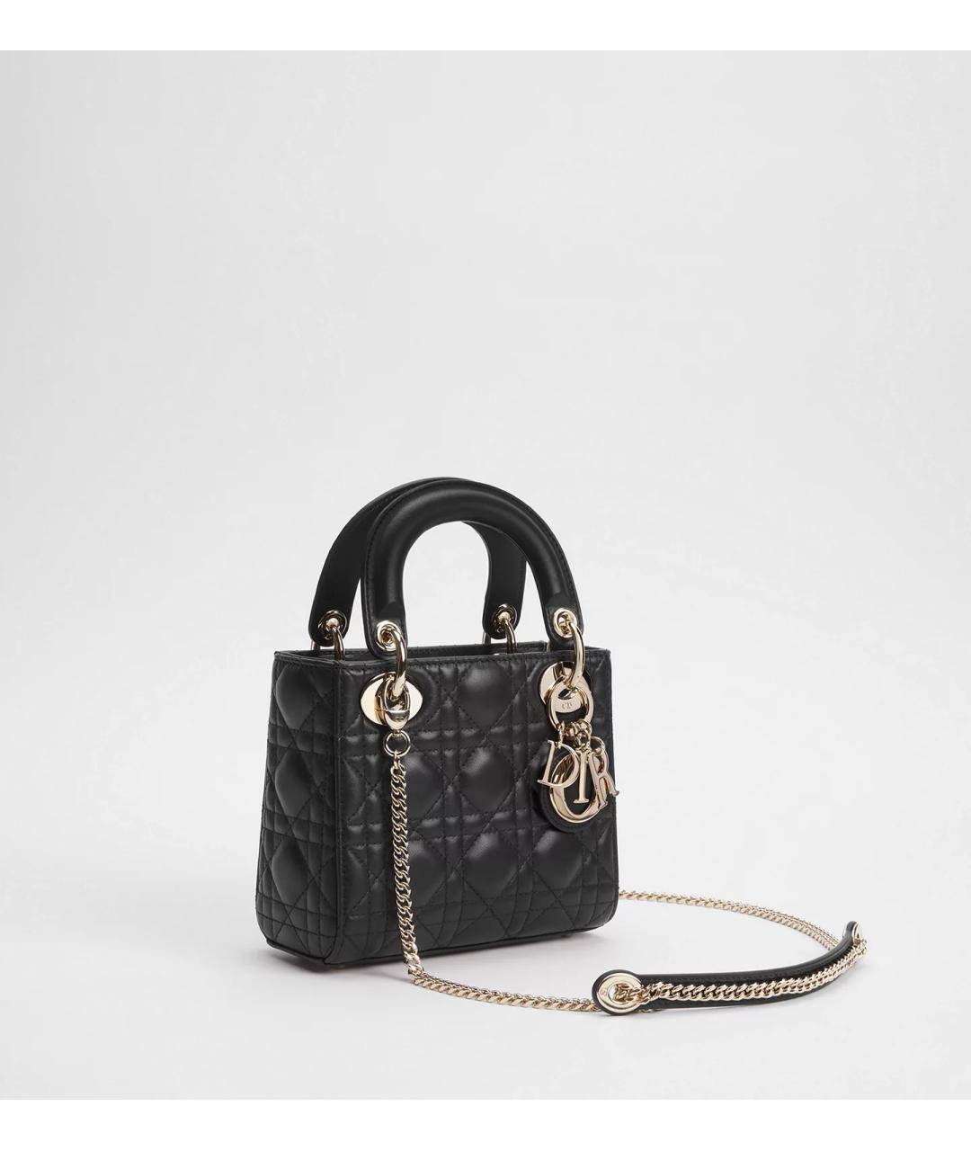 CHRISTIAN DIOR Черная кожаная сумка с короткими ручками, фото 5