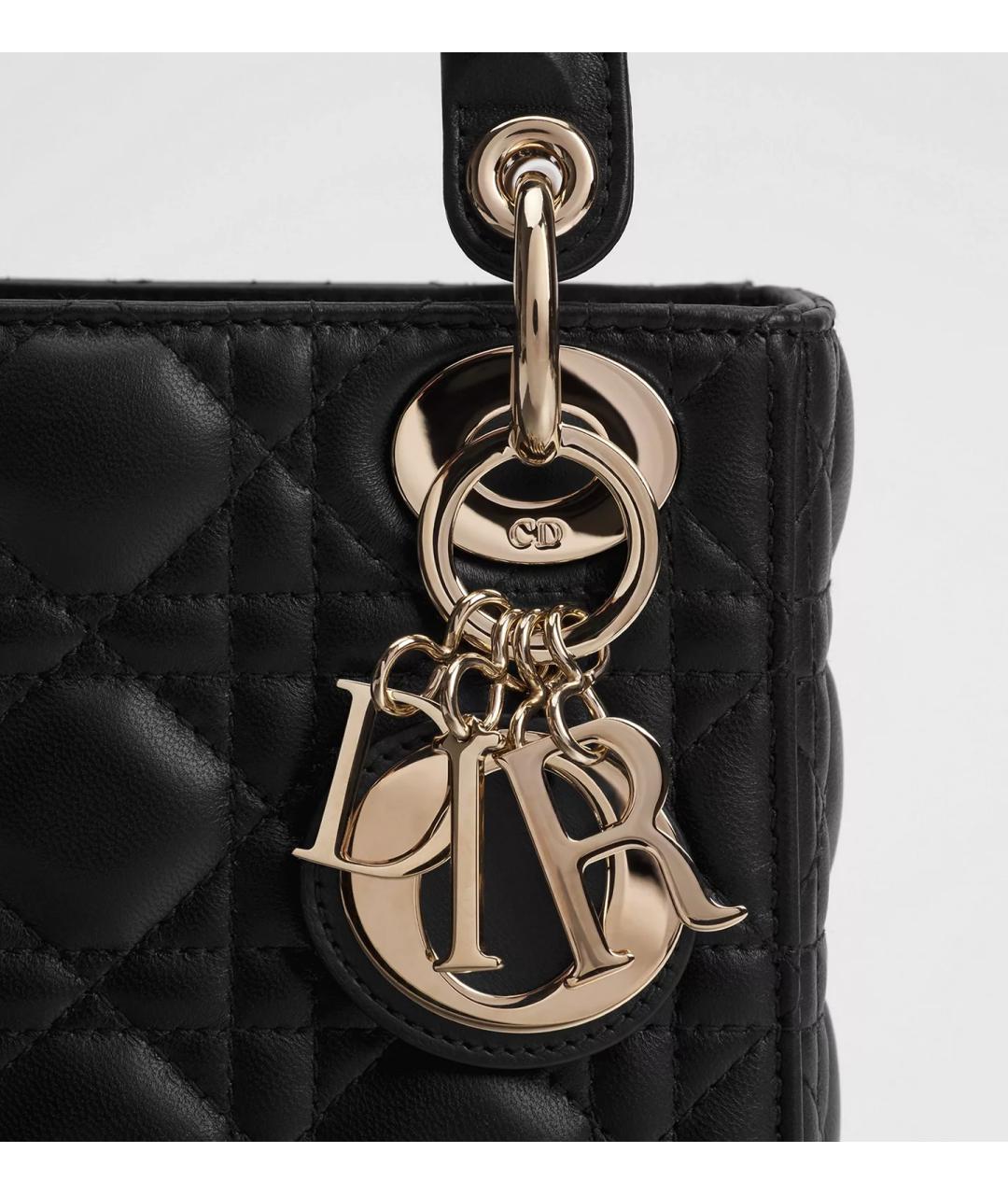CHRISTIAN DIOR Черная кожаная сумка с короткими ручками, фото 7