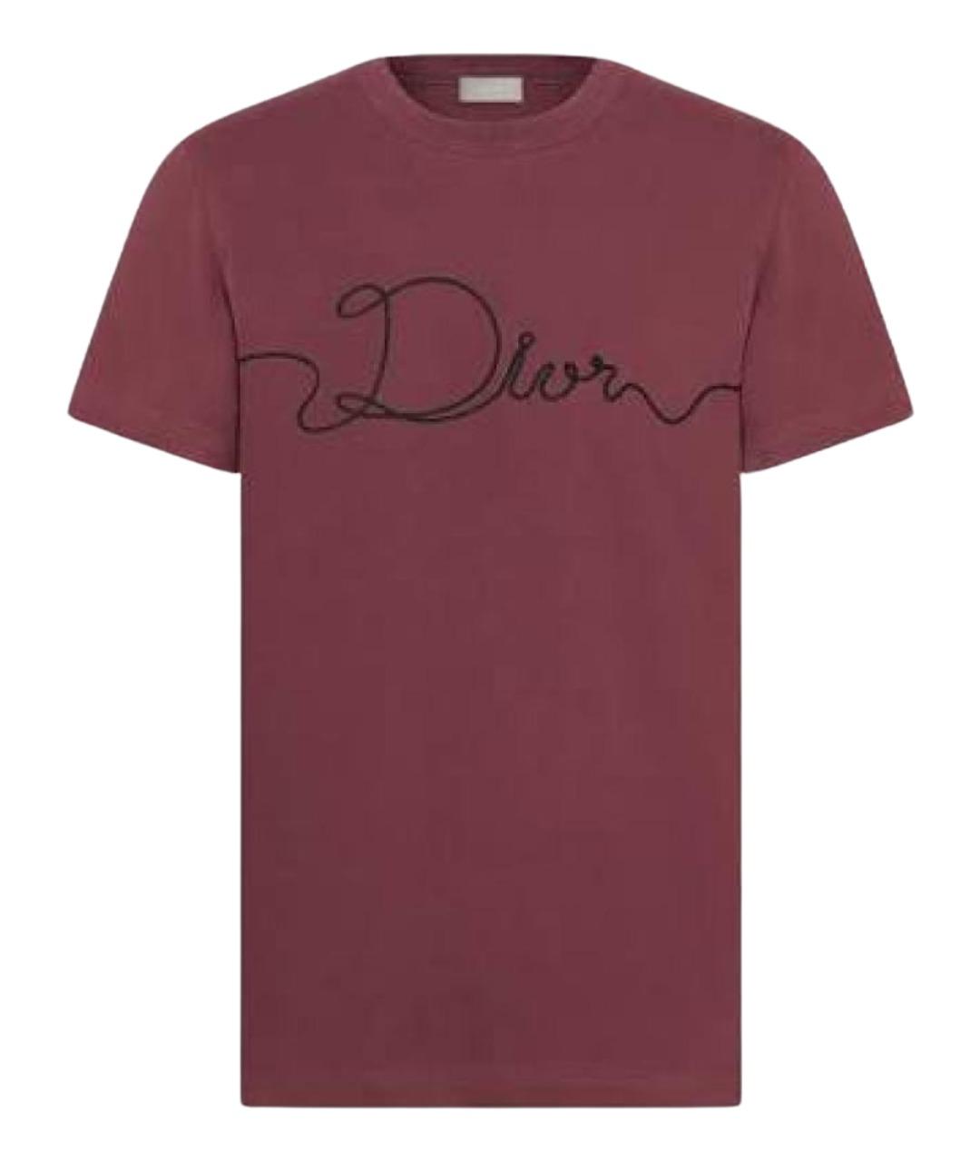 CHRISTIAN DIOR Бордовая хлопковая футболка, фото 1